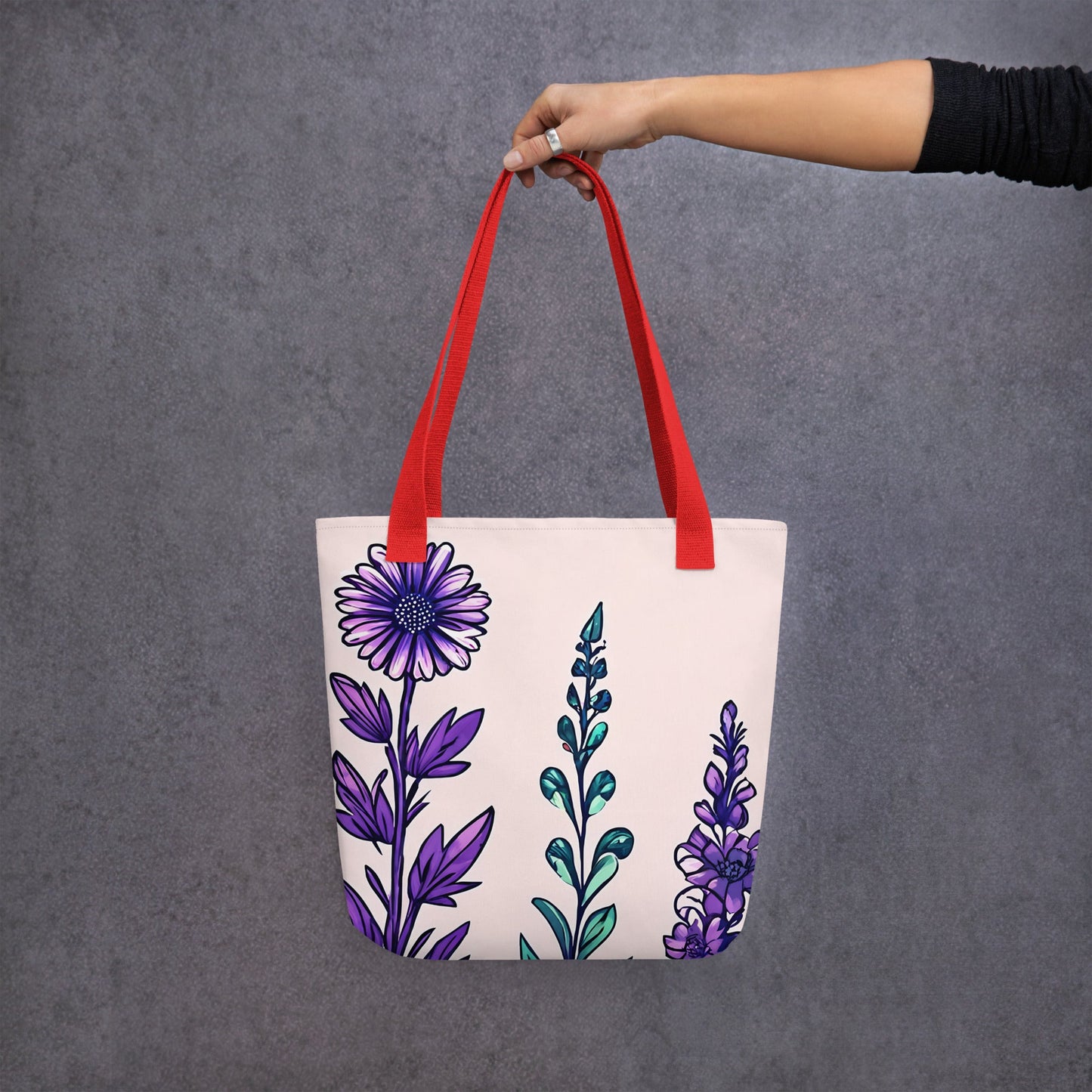 Purple and Green Flowers IV Tote Bag - Tote Bags - Discovery Co.