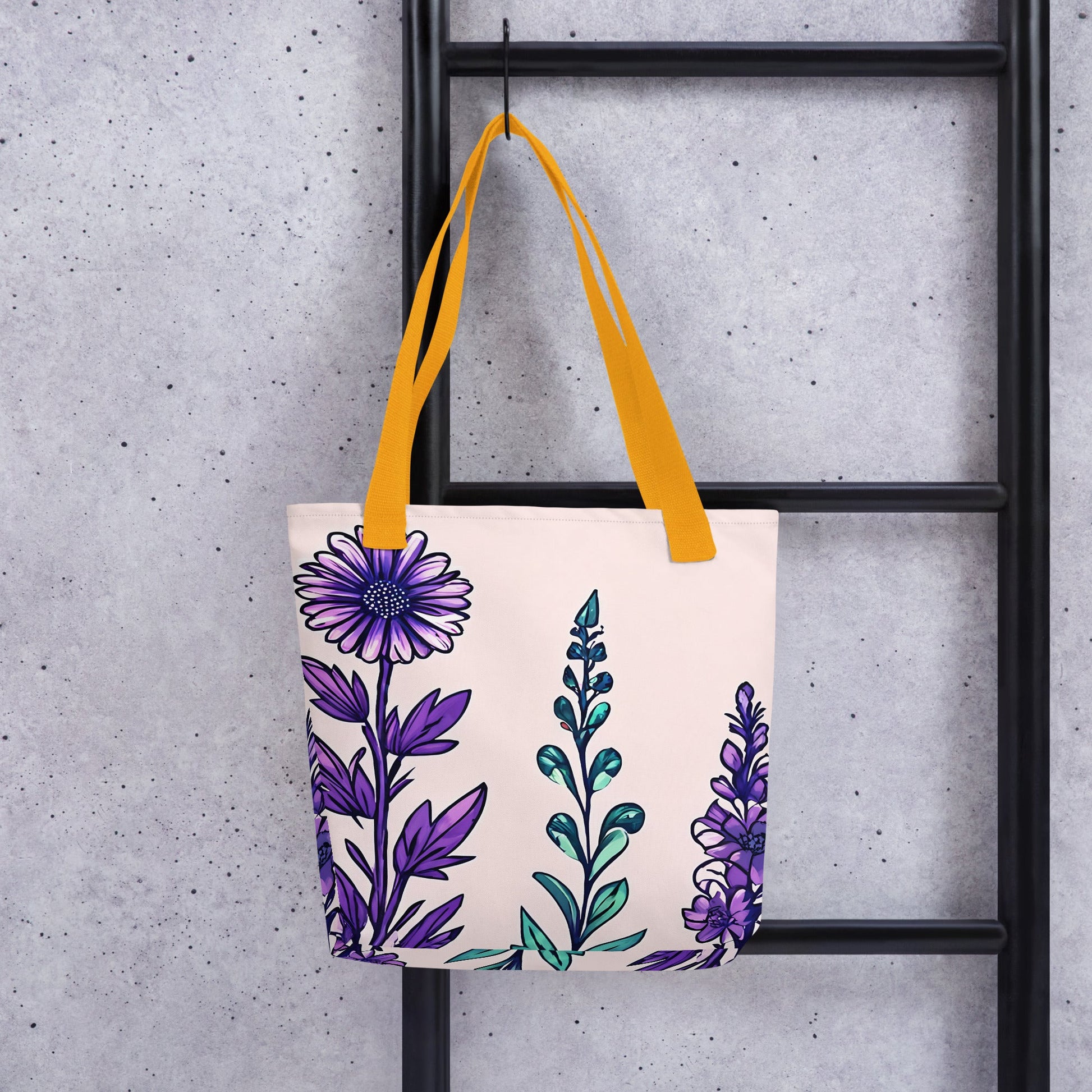 Purple and Green Flowers IV Tote Bag - Tote Bags - Discovery Co.