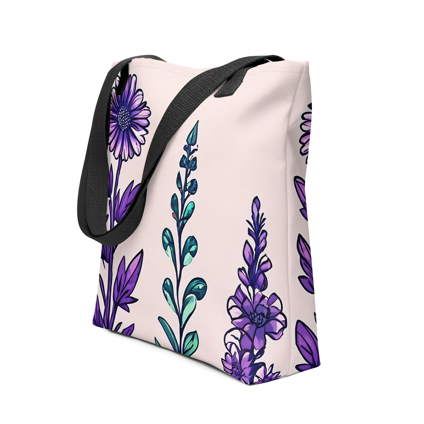 Purple and Green Flowers IV Tote Bag - Tote Bags - Discovery Co.