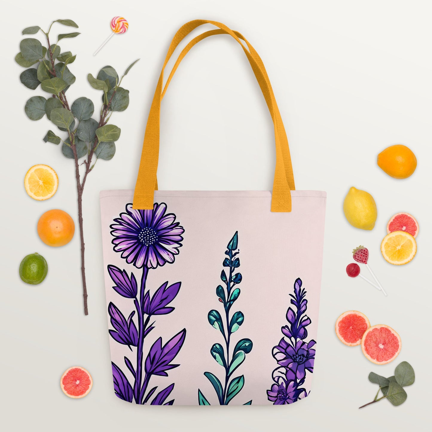 Purple and Green Flowers IV Tote Bag - Tote Bags - Discovery Co.