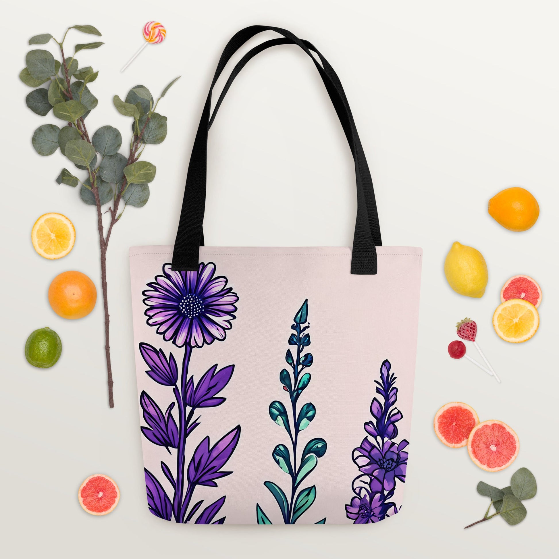 Purple and Green Flowers IV Tote Bag - Tote Bags - Discovery Co.