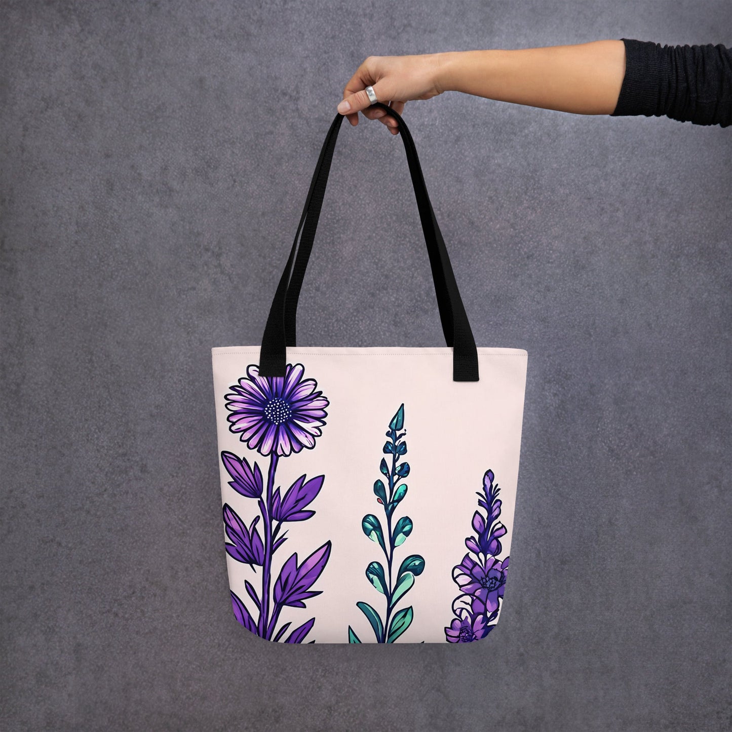 Purple and Green Flowers IV Tote Bag - Tote Bags - Discovery Co.