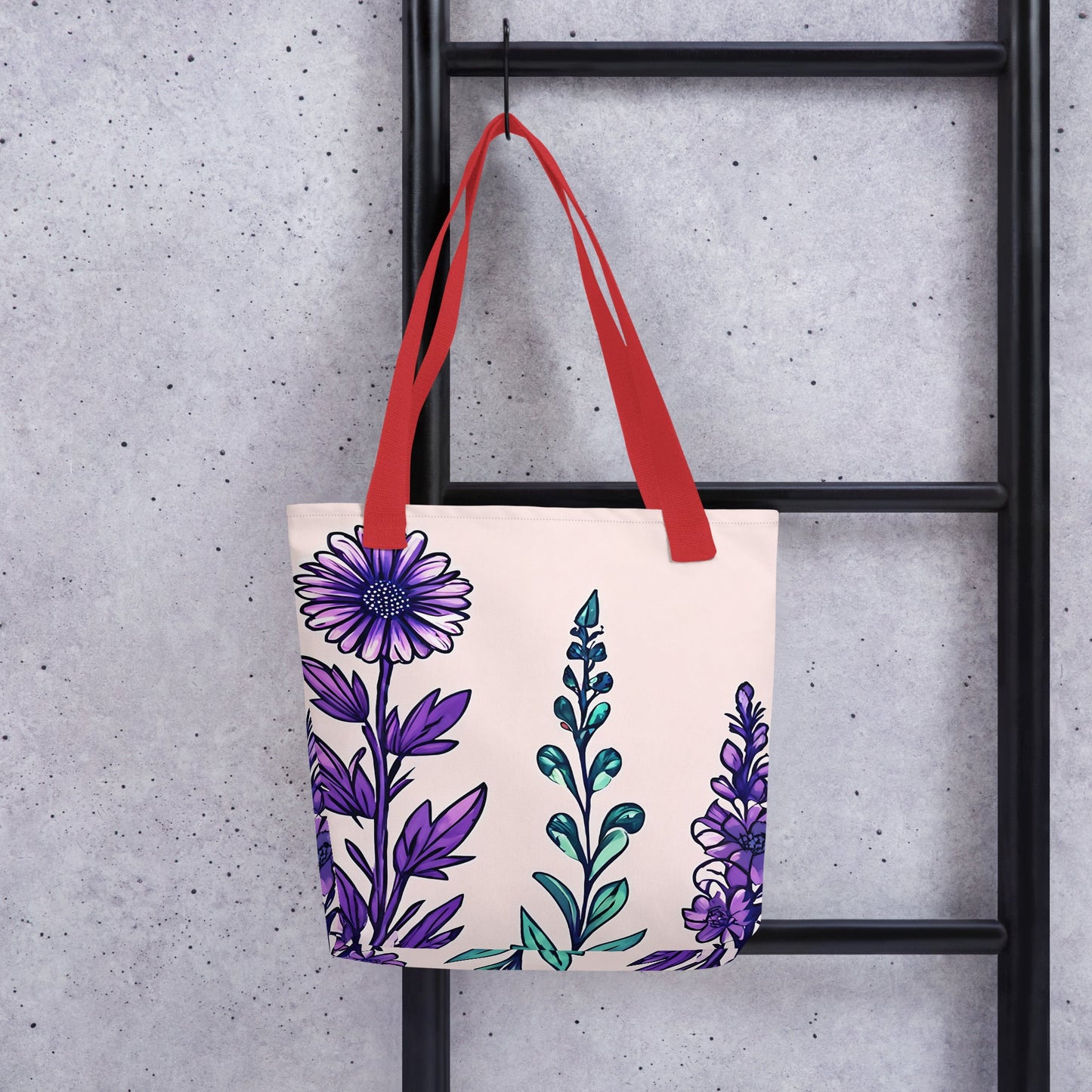 Purple and Green Flowers IV Tote Bag - Tote Bags - Discovery Co.