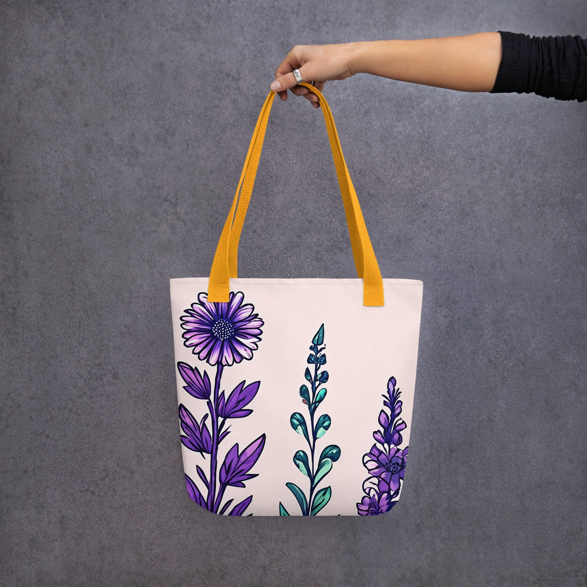 Purple and Green Flowers IV Tote Bag - Tote Bags - Discovery Co.