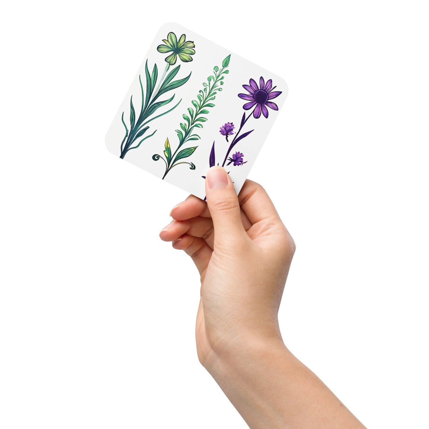 Purple and Green Wildflowers Cork - back Coaster - Coasters - Discovery Co.