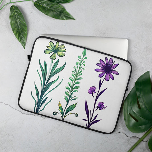 Purple and Green Wildflowers II Laptop Sleeve - Laptop Cases - Discovery Co.