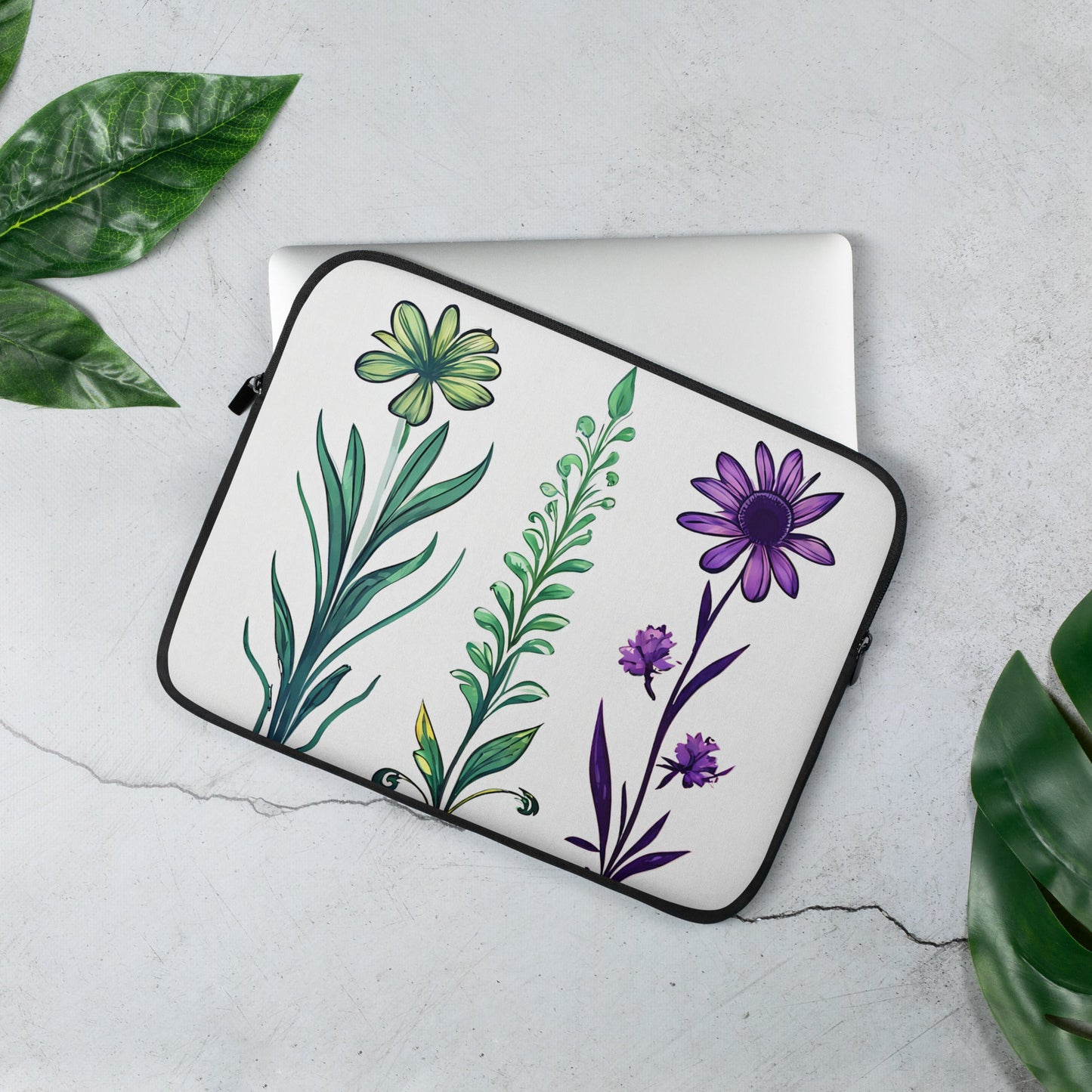 Purple and Green Wildflowers II Laptop Sleeve - Laptop Cases - Discovery Co.