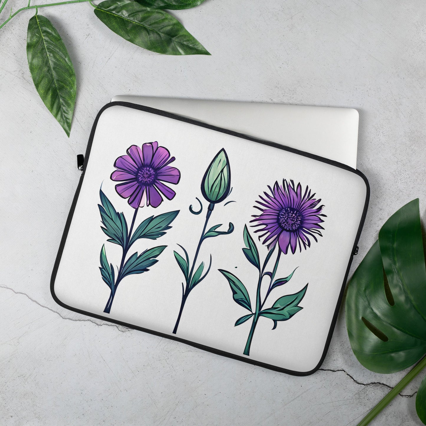 Purple and Green Wildflowers Laptop Sleeve - Laptop Cases - Discovery Co.