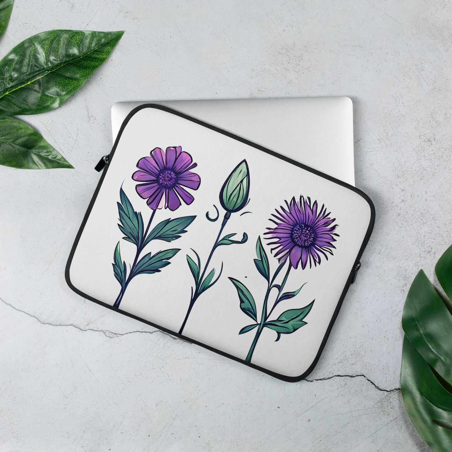 Purple and Green Wildflowers Laptop Sleeve - Laptop Cases - Discovery Co.