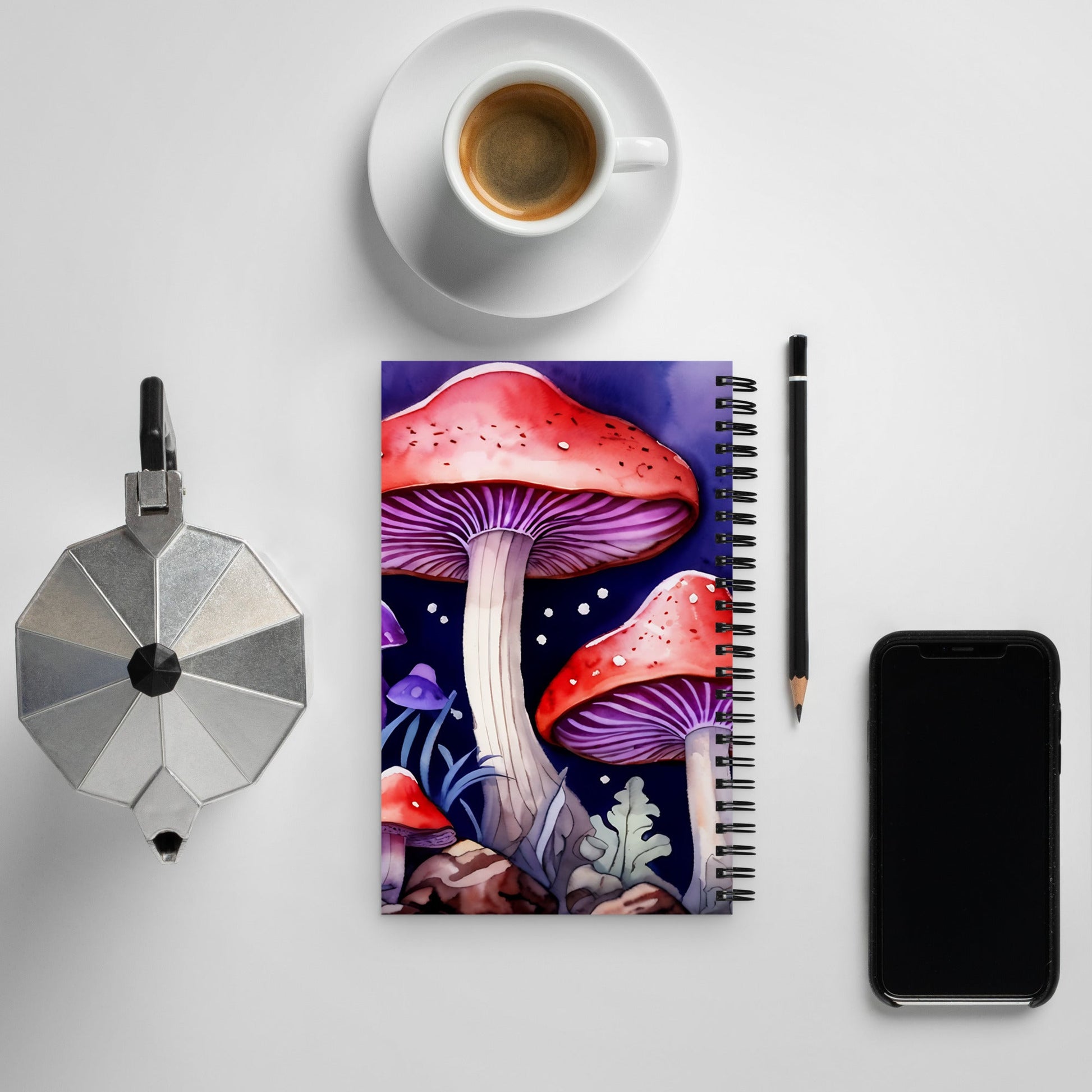 Purple and Red Mushrooms Spiral Notebook - Spiral Notebooks - Discovery Co.