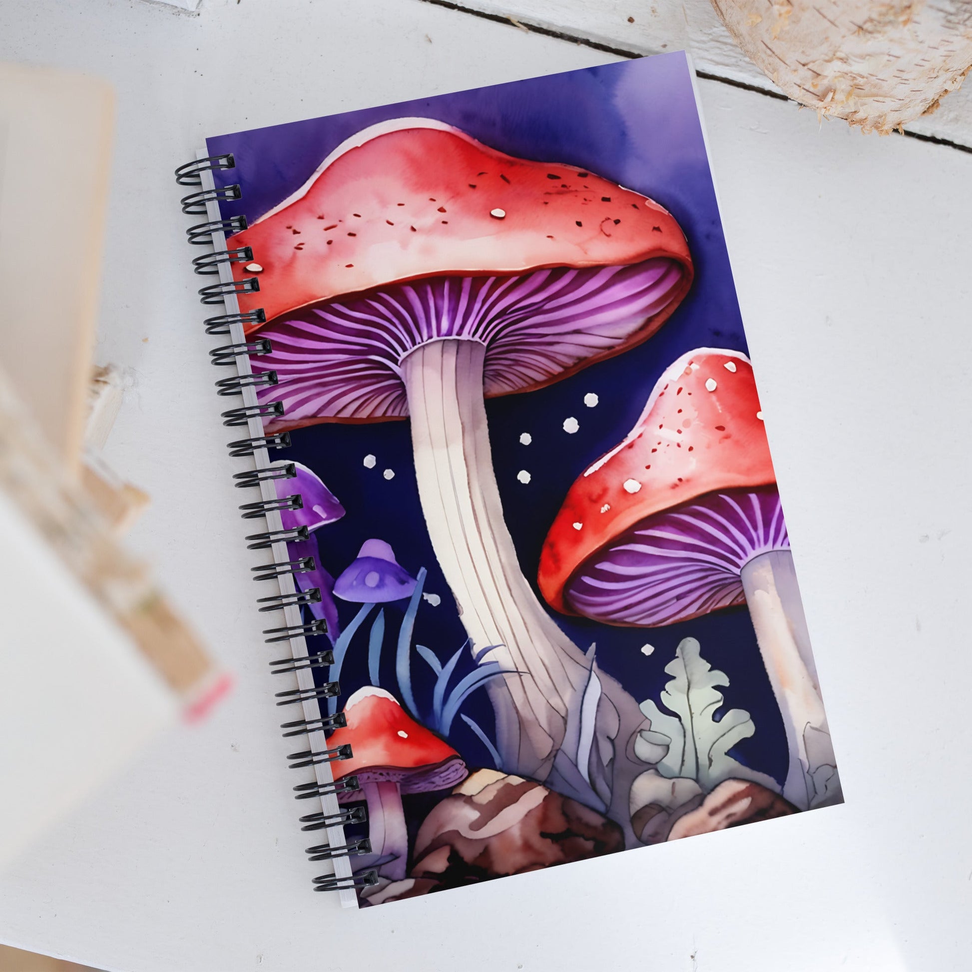 Purple and Red Mushrooms Spiral Notebook - Spiral Notebooks - Discovery Co.