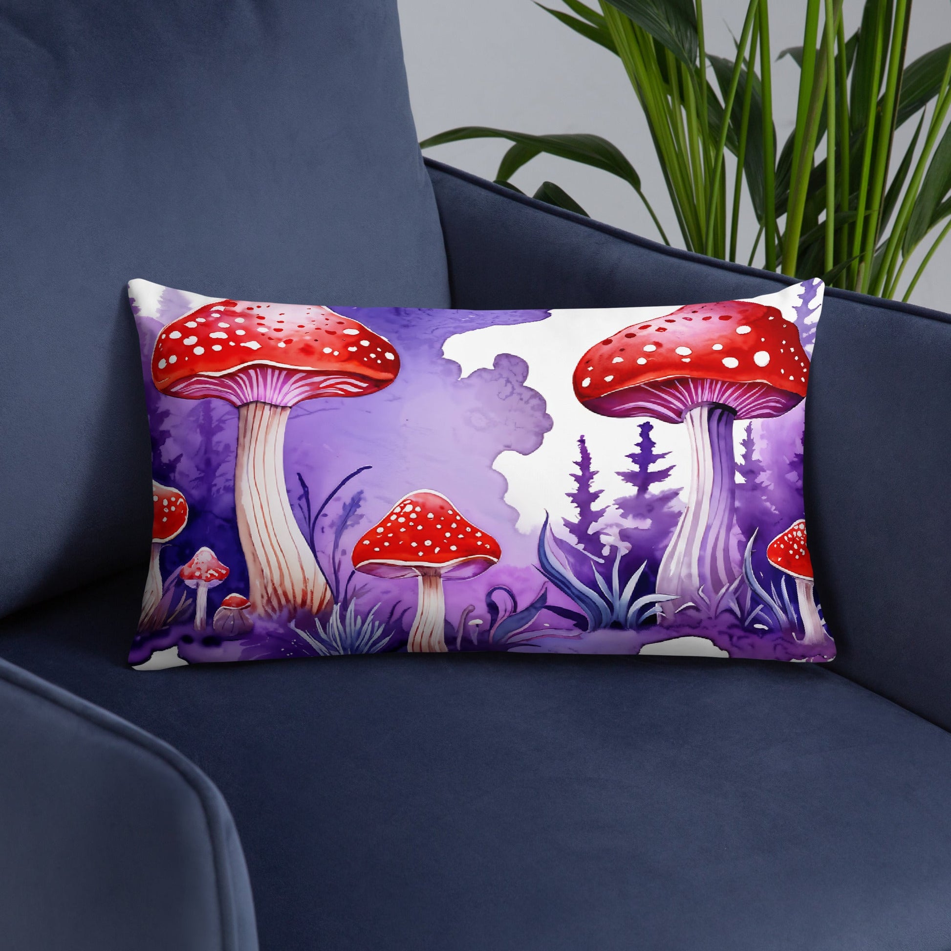 Purple and Red Mushrooms Watercolor Art Basic Pillow - Pillows - Discovery Co.