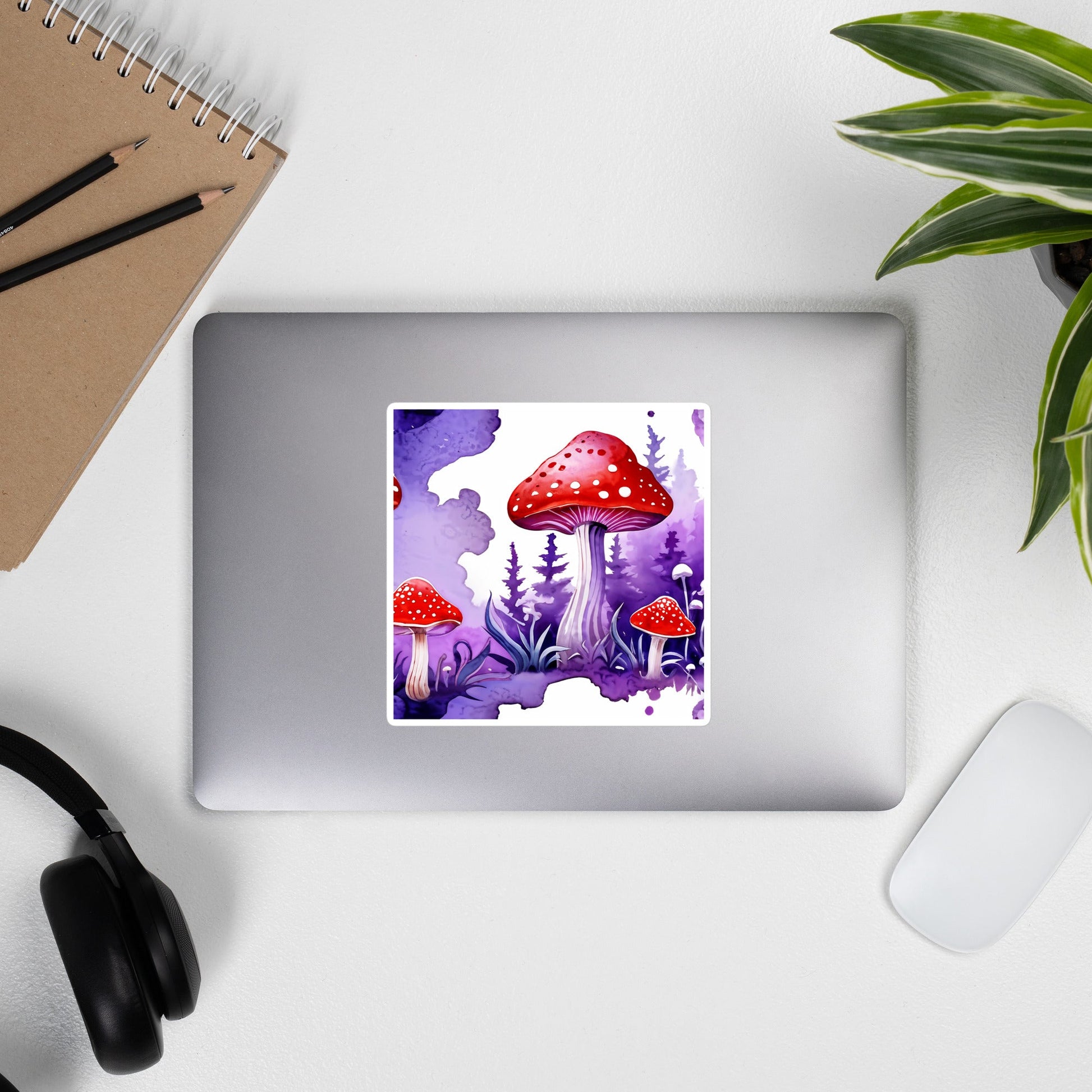Purple and Red Mushrooms Watercolor Art Bubble - free Stickers - Stickers - Discovery Co.