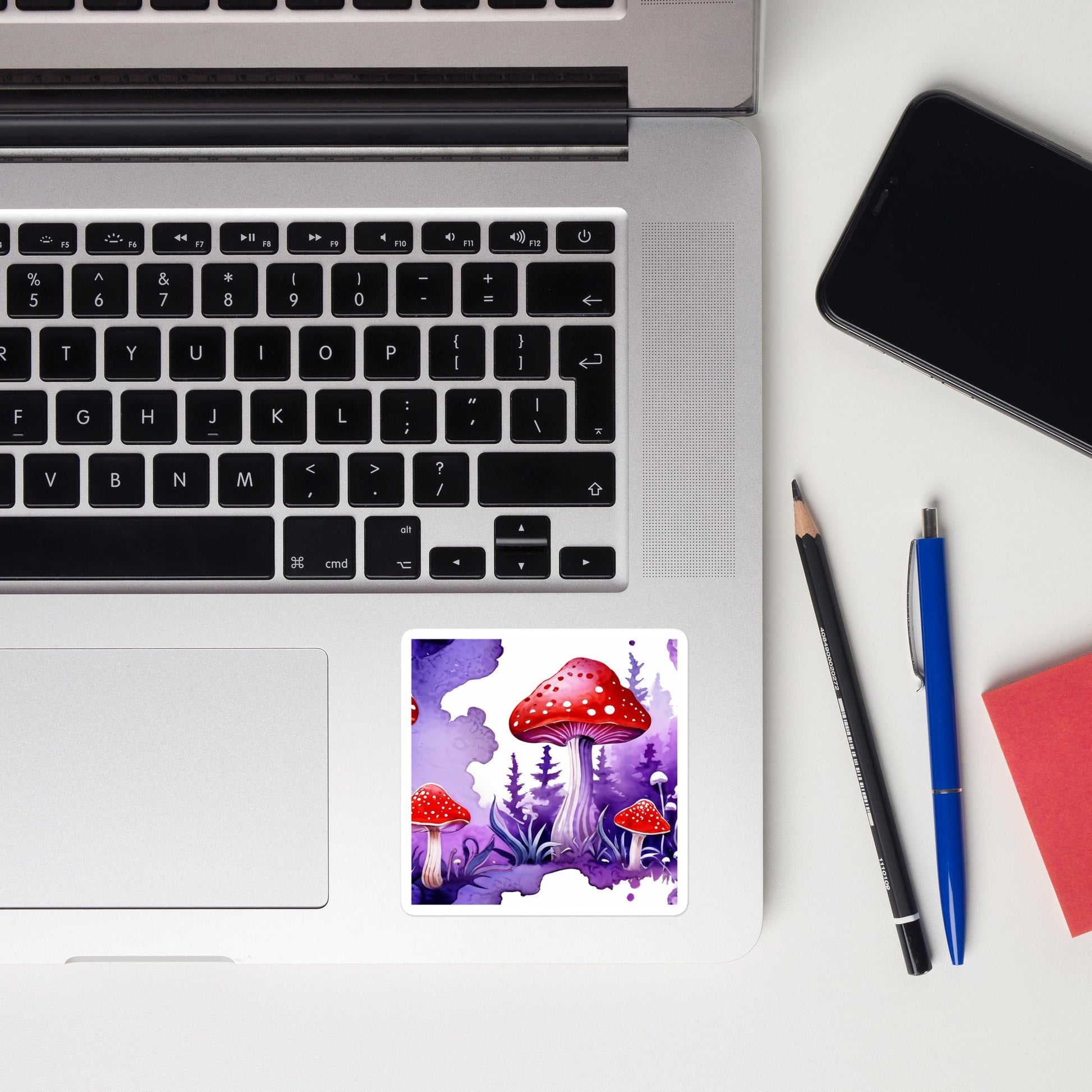 Purple and Red Mushrooms Watercolor Art Bubble - free Stickers - Stickers - Discovery Co.