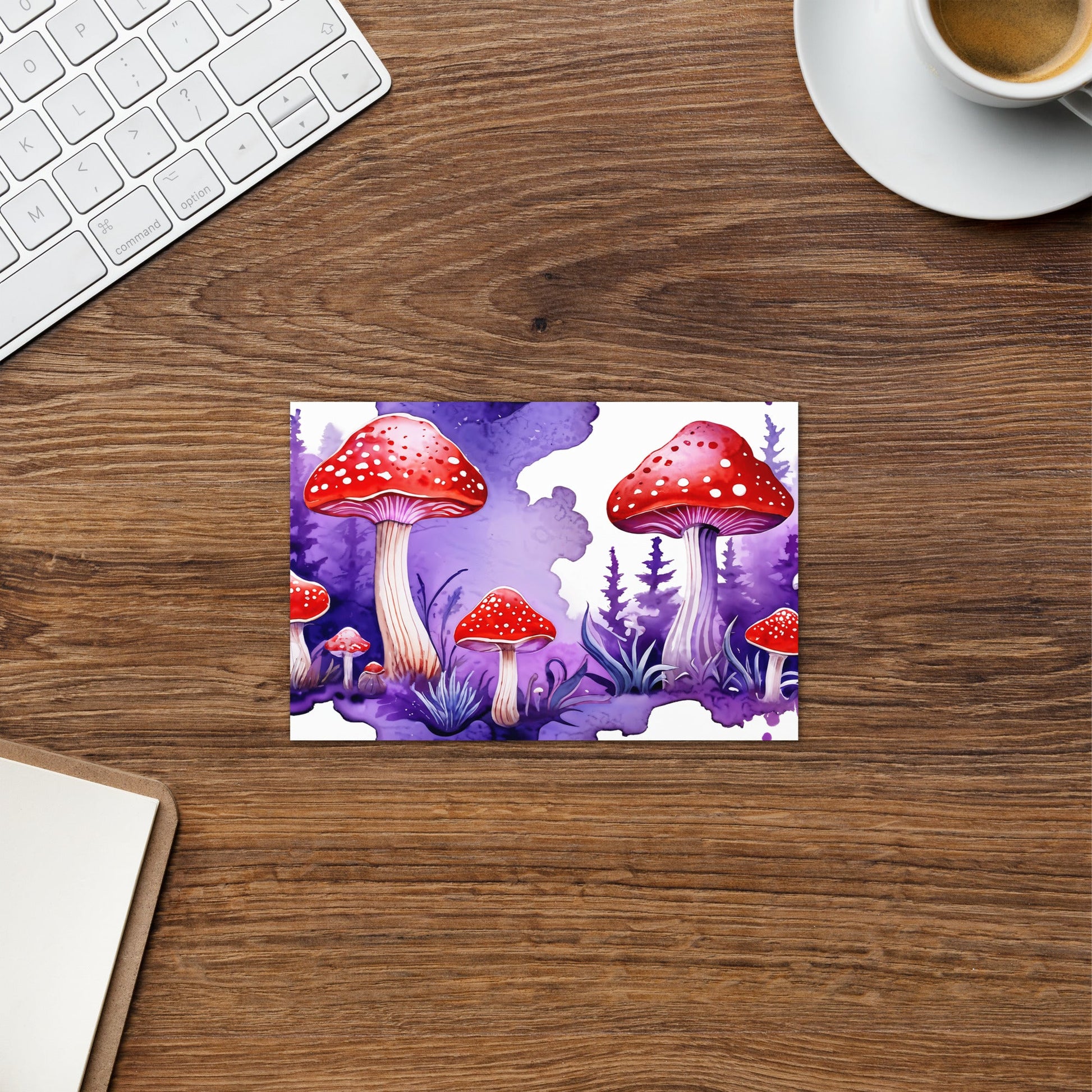 Purple and Red Mushrooms Watercolor Art Greeting Card - Greeting Card - Discovery Co.