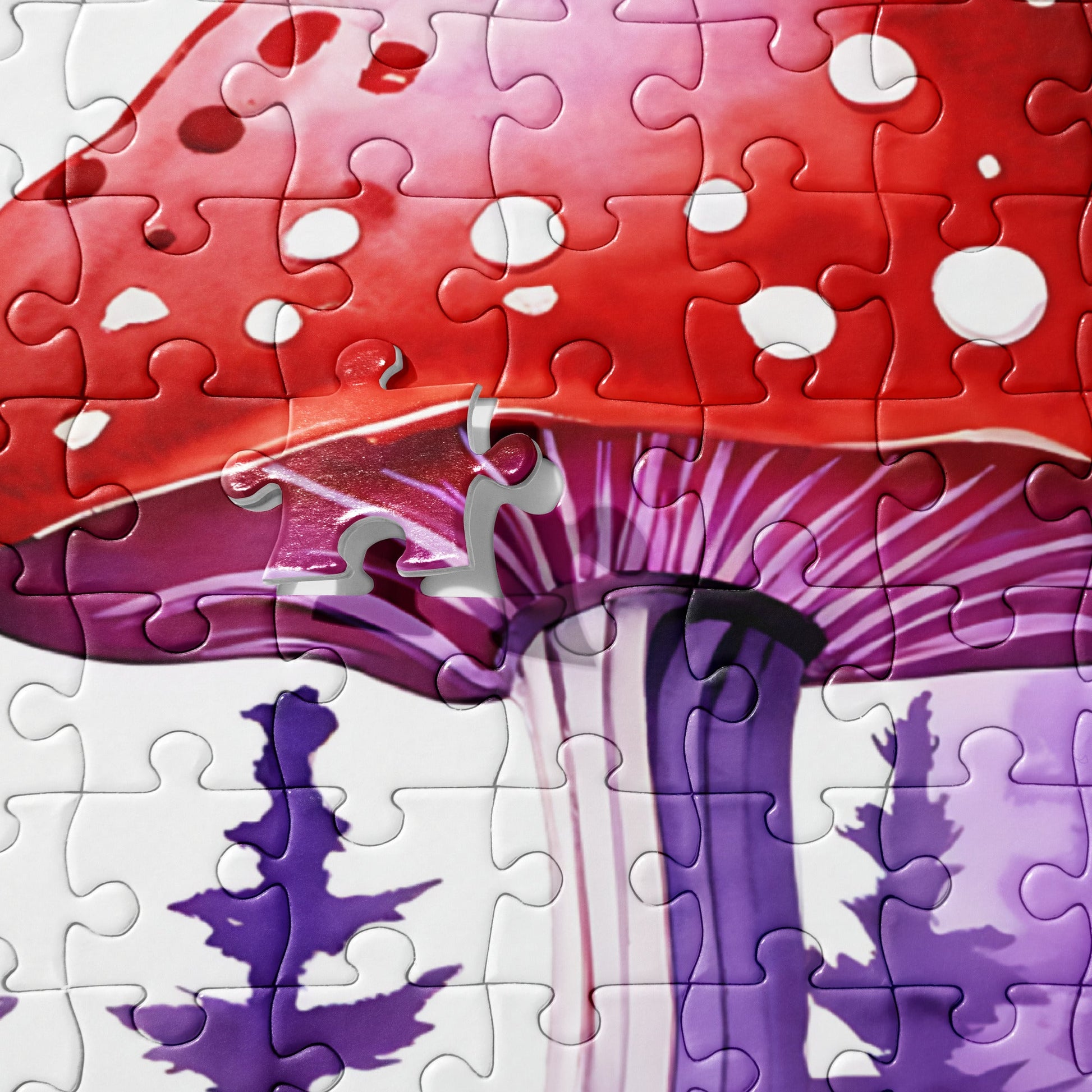 Purple and Red Mushrooms Watercolor Art Jigsaw Puzzle - Puzzle - Discovery Co.