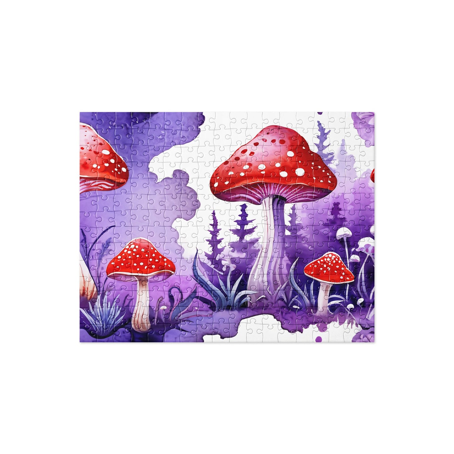 Purple and Red Mushrooms Watercolor Art Jigsaw Puzzle - Puzzle - Discovery Co.