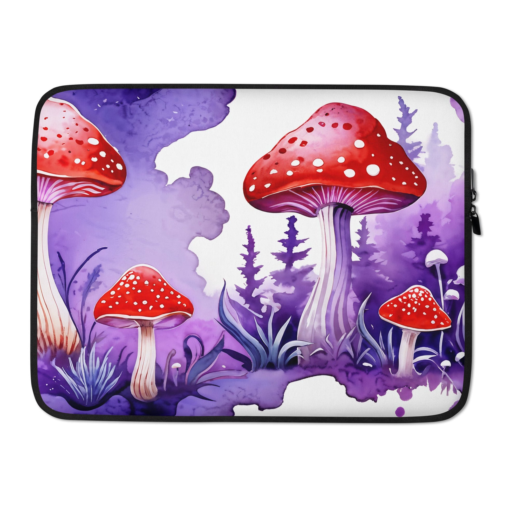 Purple and Red Mushrooms Watercolor Art Laptop Sleeve - Laptop Cases - Discovery Co.