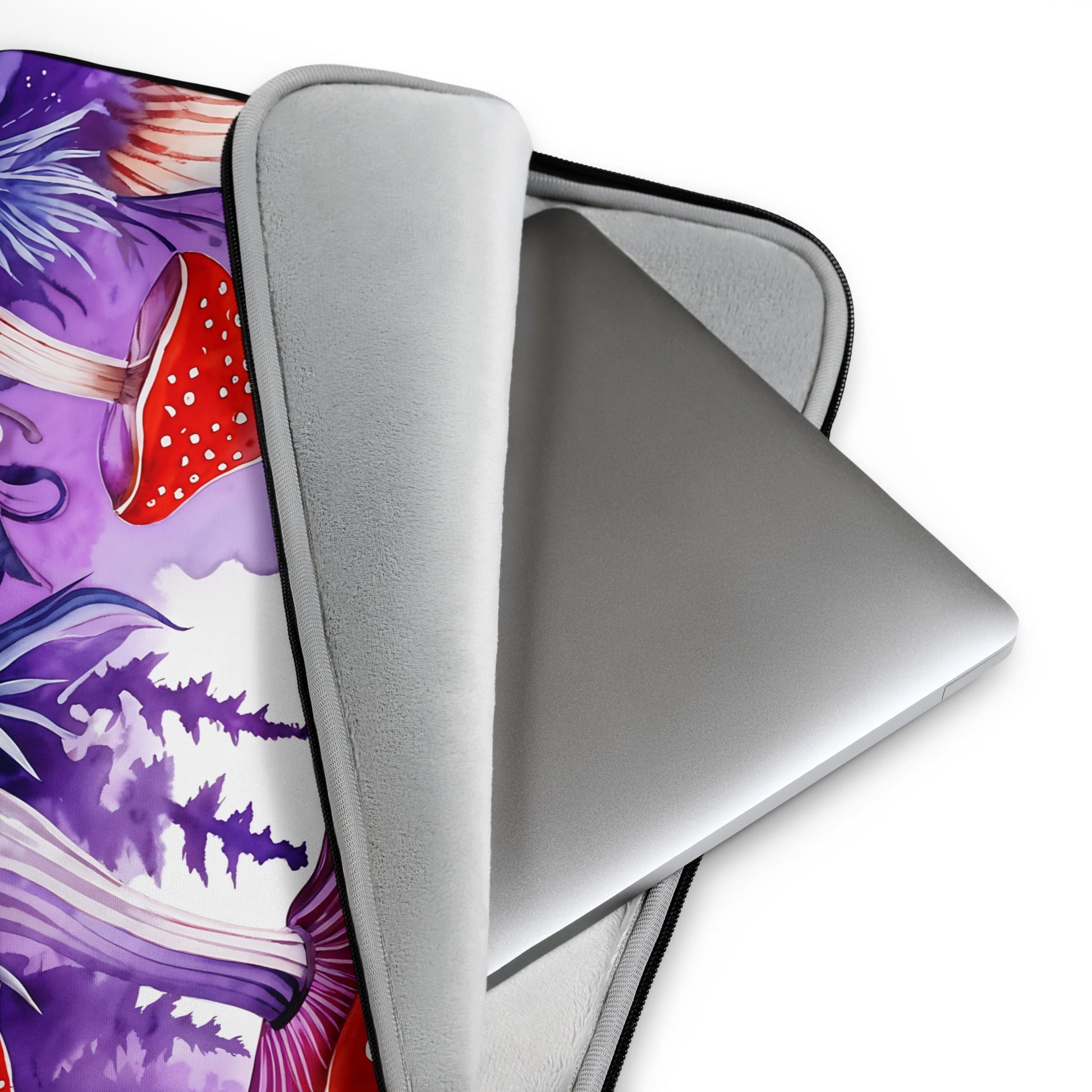 Purple and Red Mushrooms Watercolor Art Laptop Sleeve - Laptop Cases - Discovery Co.