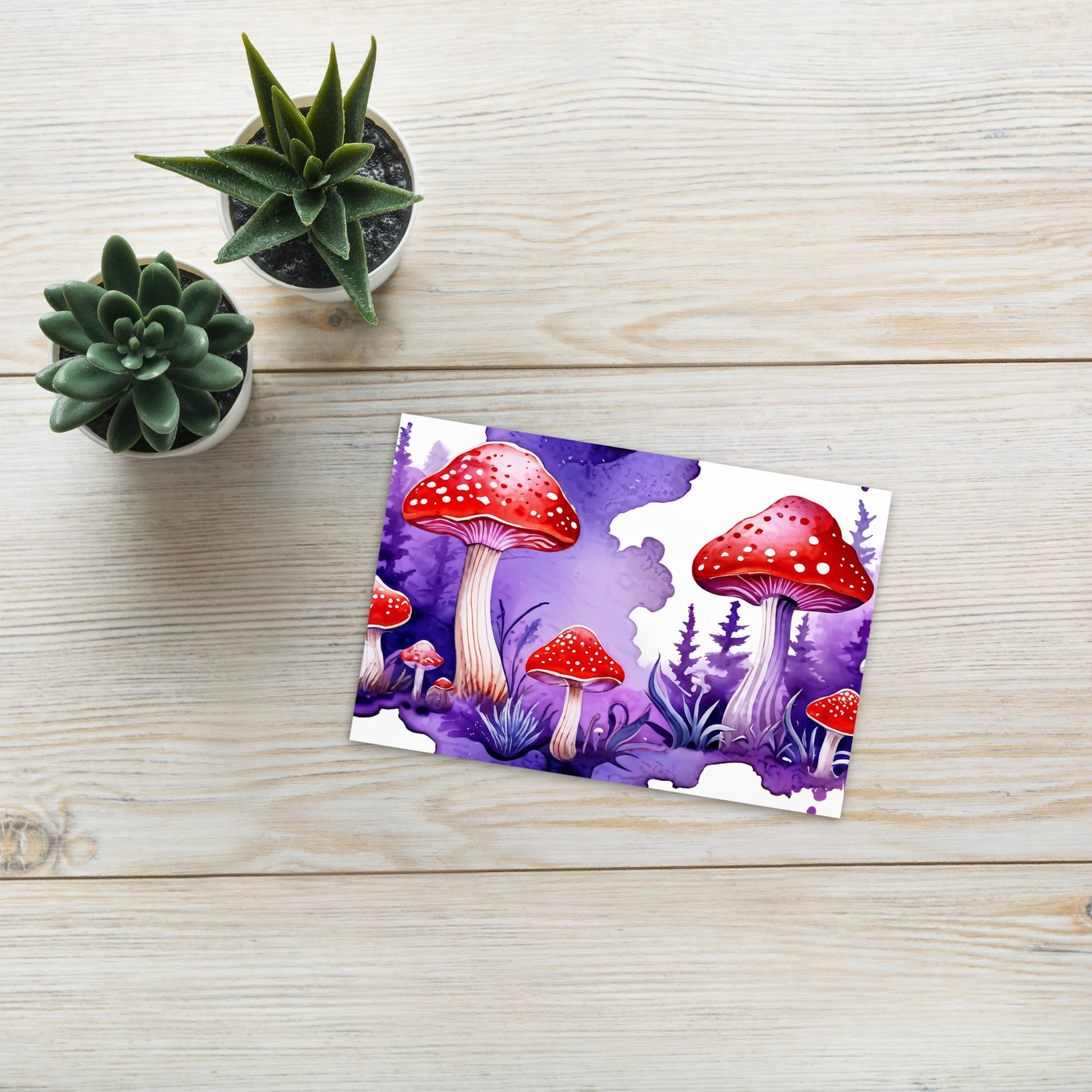 Purple and Red Mushrooms Watercolor Art Standard Postcard - Post Cards - Discovery Co.