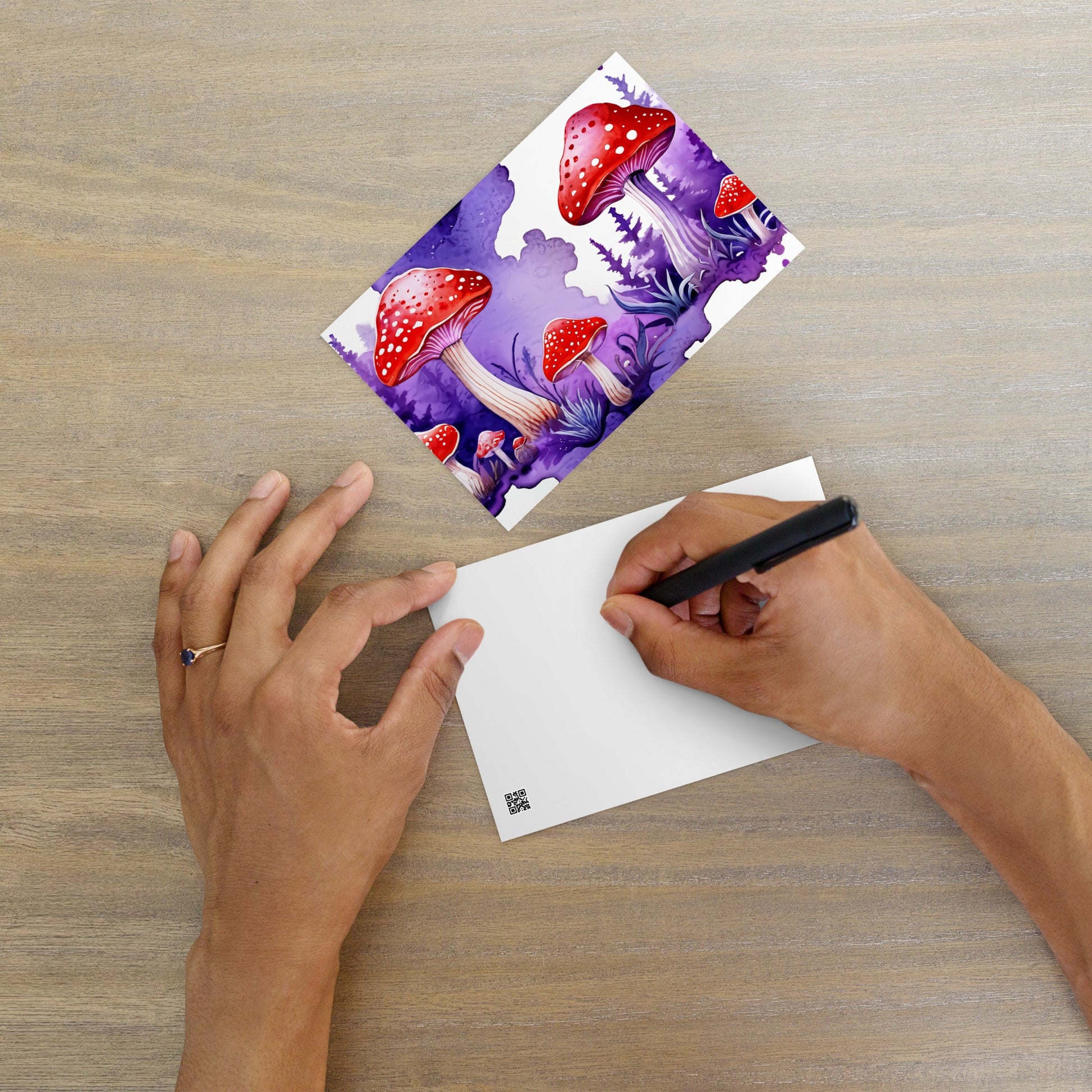 Purple and Red Mushrooms Watercolor Art Standard Postcard - Post Cards - Discovery Co.