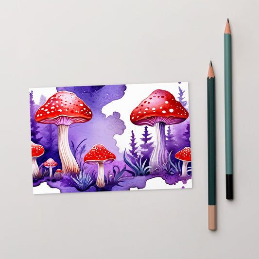 Purple and Red Mushrooms Watercolor Art Standard Postcard - Post Cards - Discovery Co.