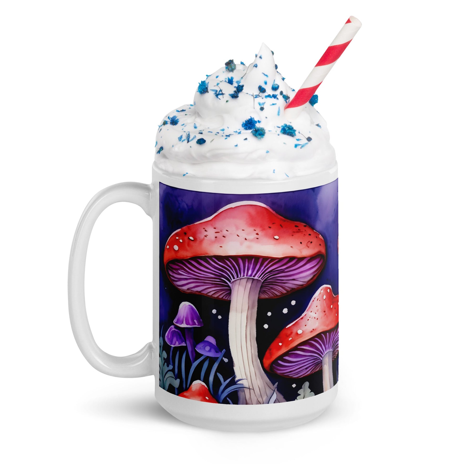 Purple and Red Mushrooms White Glossy Mug (11 oz, 15 oz, 20 oz) - Mugs - Discovery Co.