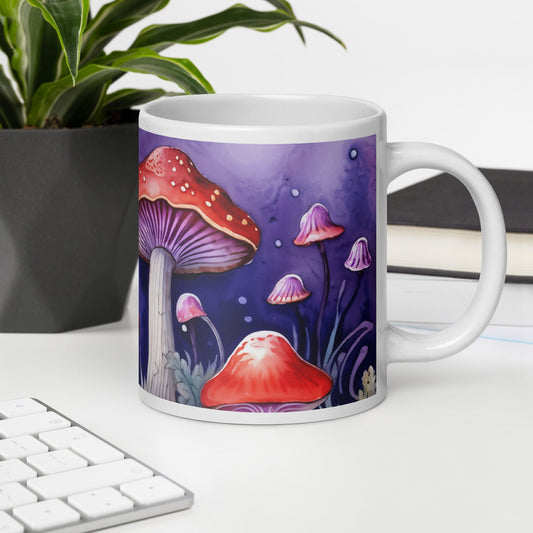 Purple and Red Mushrooms White Glossy Mug (11 oz, 15 oz, 20 oz) - Mugs - Discovery Co.