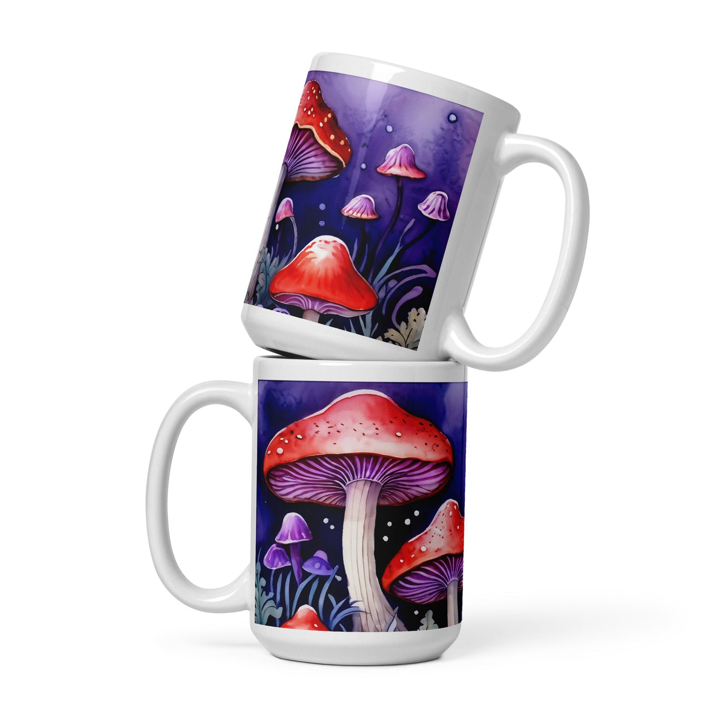 Purple and Red Mushrooms White Glossy Mug (11 oz, 15 oz, 20 oz) - Mugs - Discovery Co.