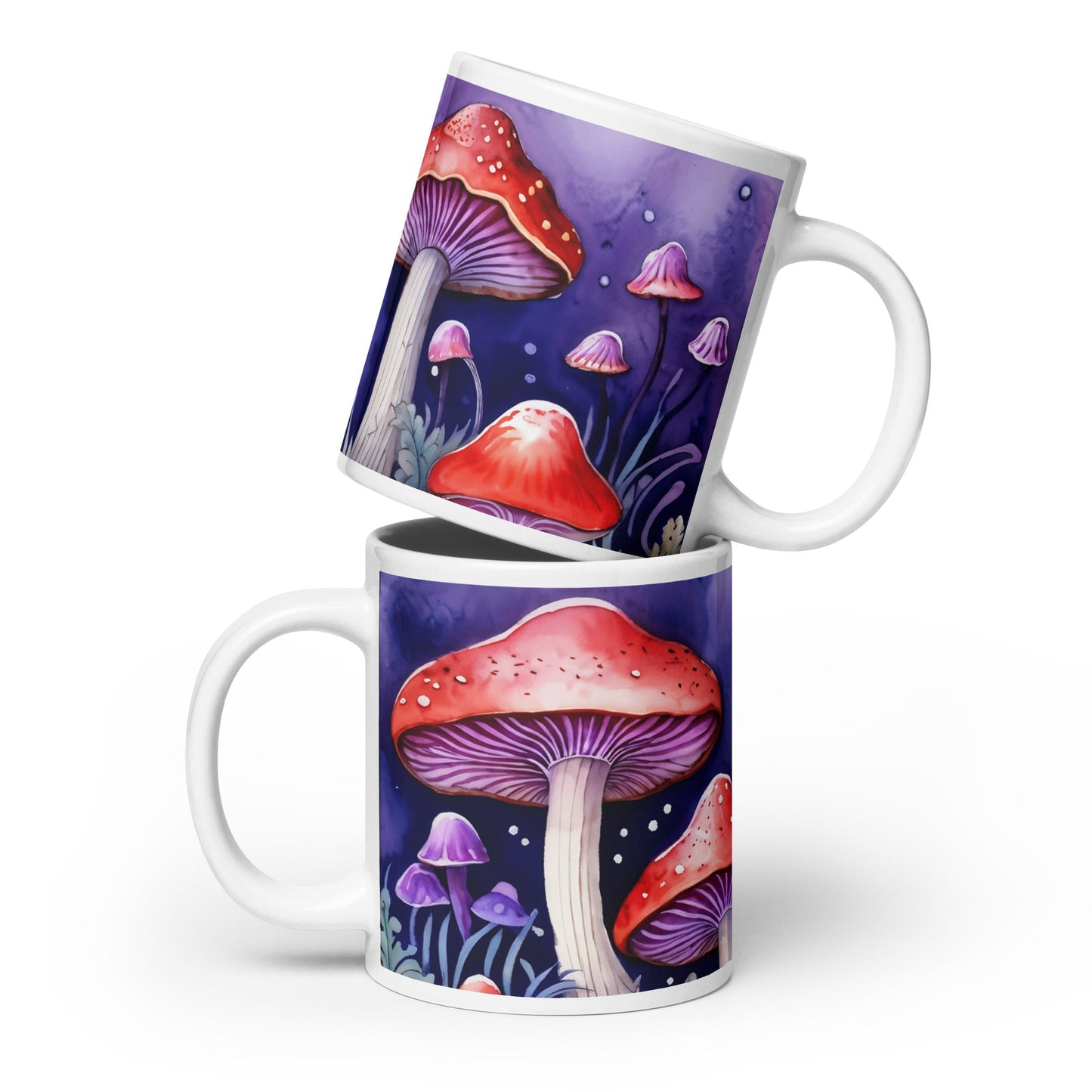 Purple and Red Mushrooms White Glossy Mug (11 oz, 15 oz, 20 oz) - Mugs - Discovery Co.