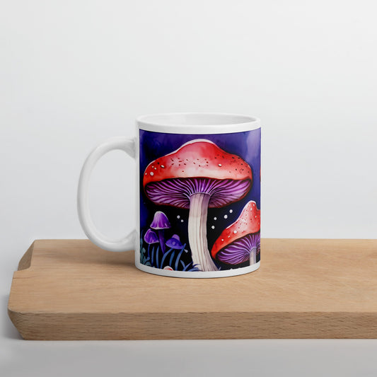 Purple and Red Mushrooms White Glossy Mug (11 oz, 15 oz, 20 oz) - Mugs - Discovery Co.