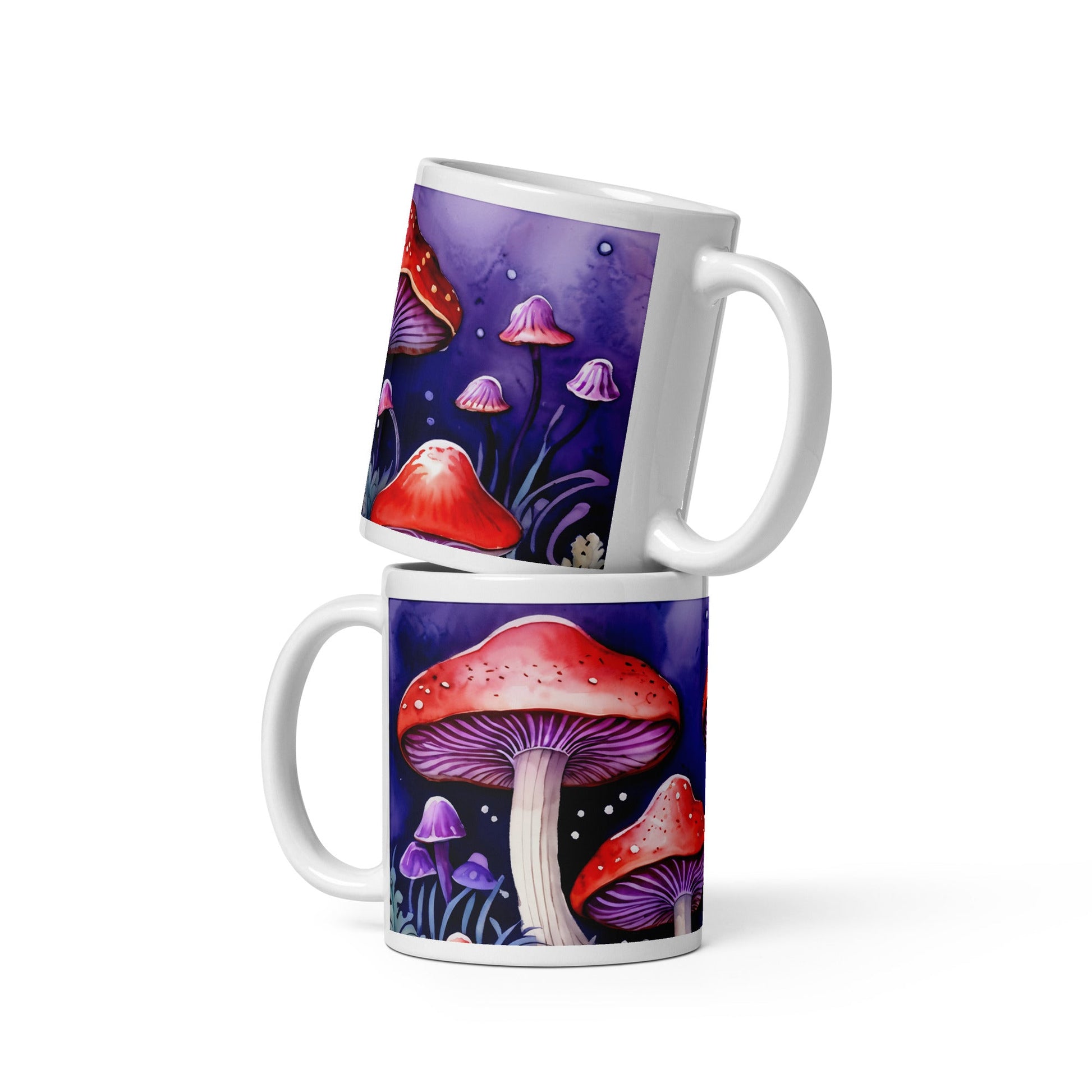 Purple and Red Mushrooms White Glossy Mug (11 oz, 15 oz, 20 oz) - Mugs - Discovery Co.