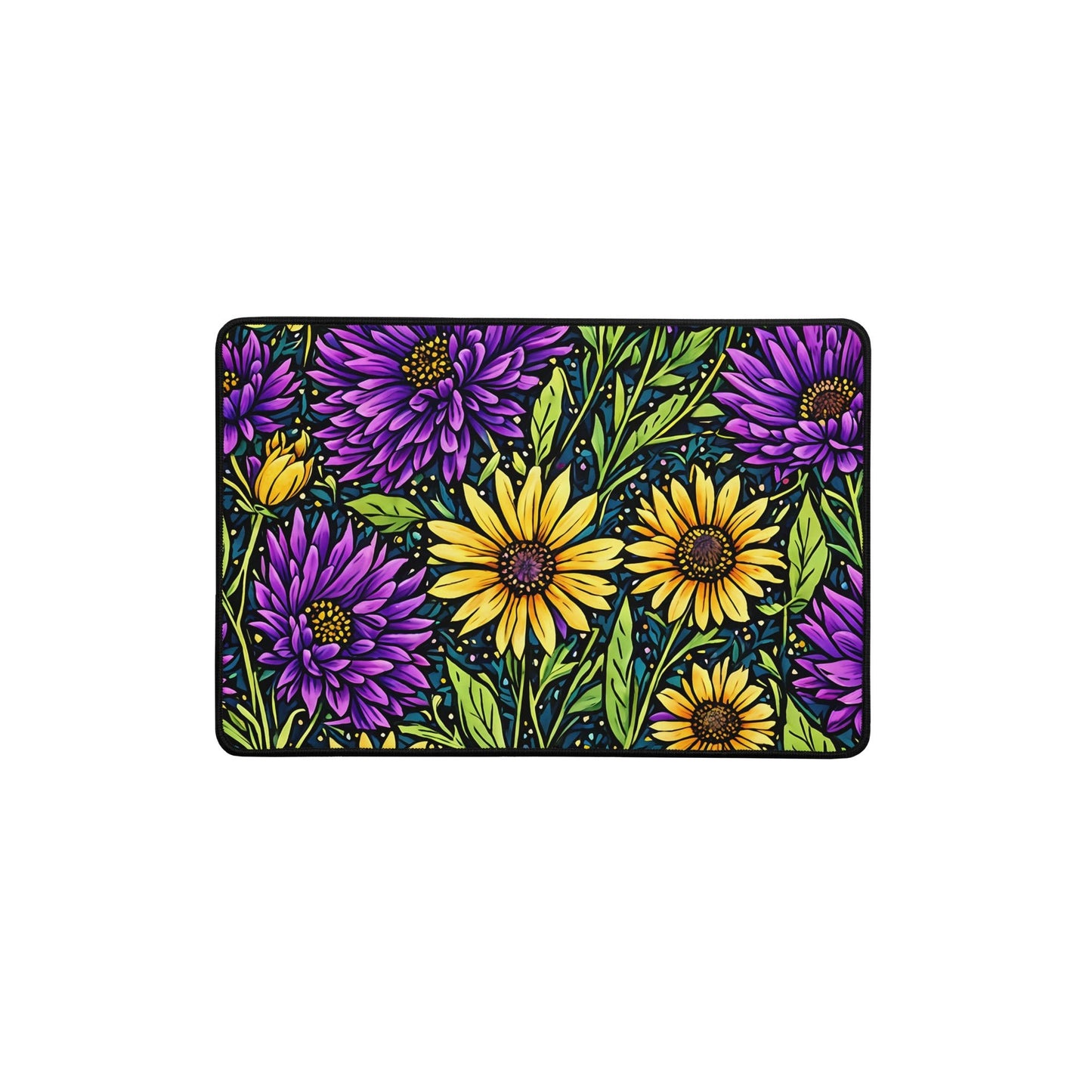 Purple And Yellow Wildflowers Desk Mat - Mouse Pads - Discovery Co.