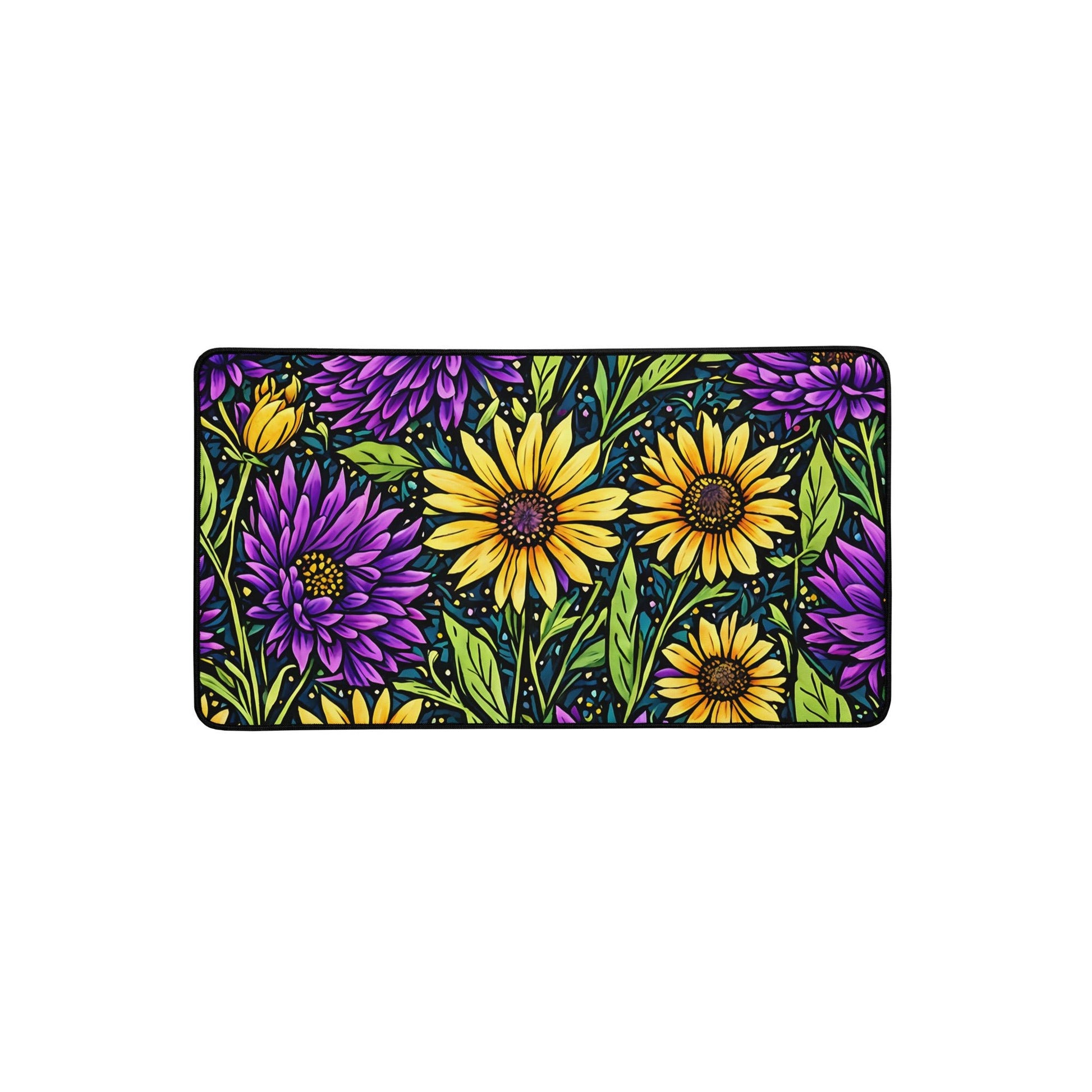 Purple And Yellow Wildflowers Desk Mat - Mouse Pads - Discovery Co.