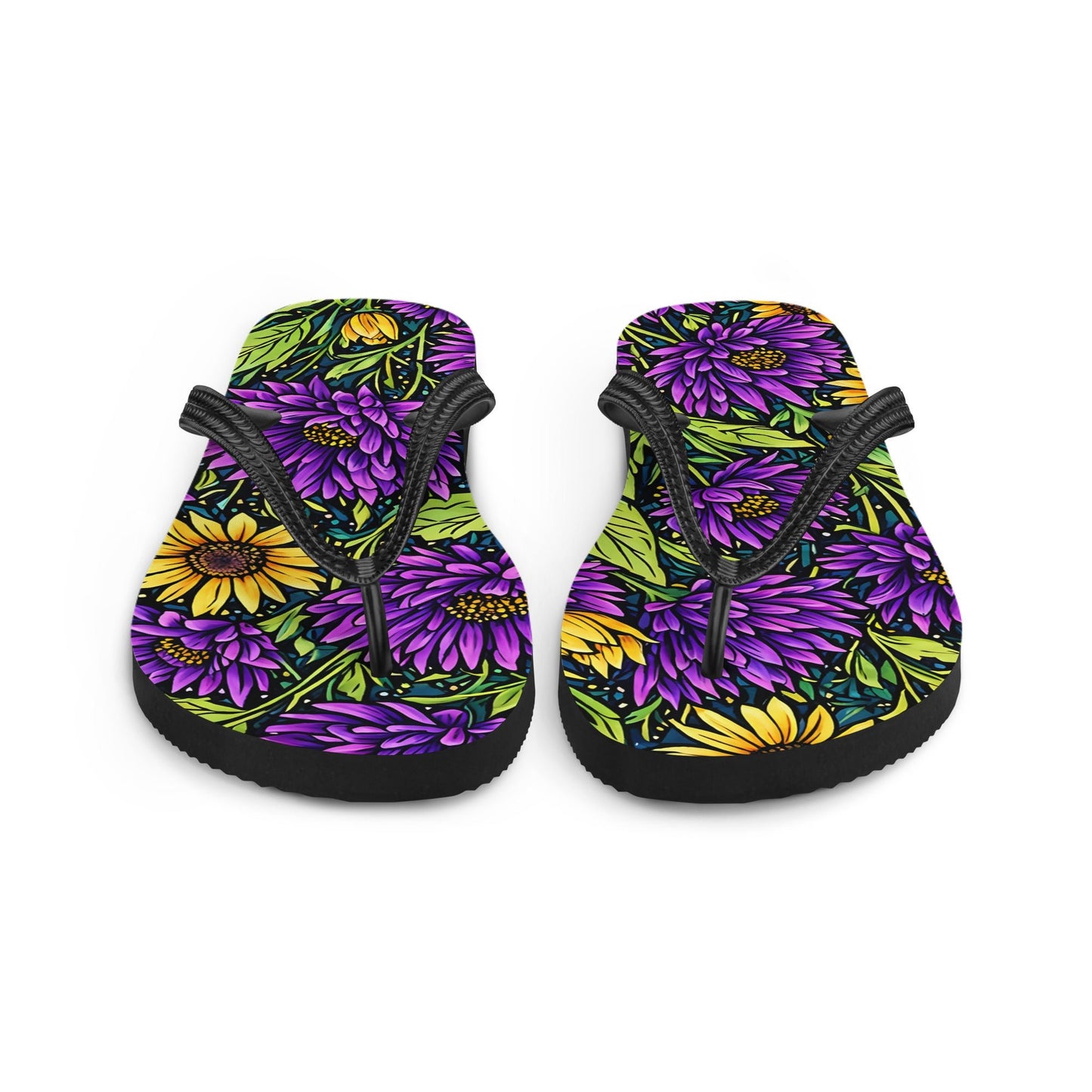 Purple And Yellow Wildflowers Flip - Flops - Footwear - Discovery Co.