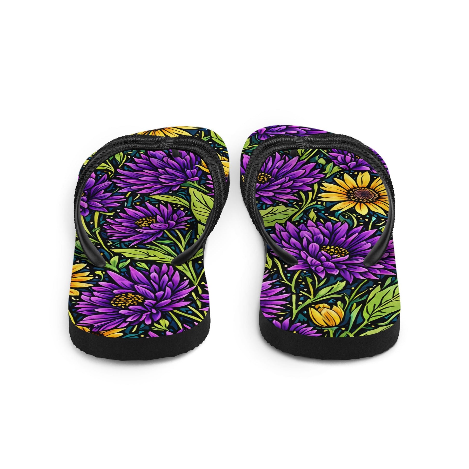 Purple And Yellow Wildflowers Flip - Flops - Footwear - Discovery Co.