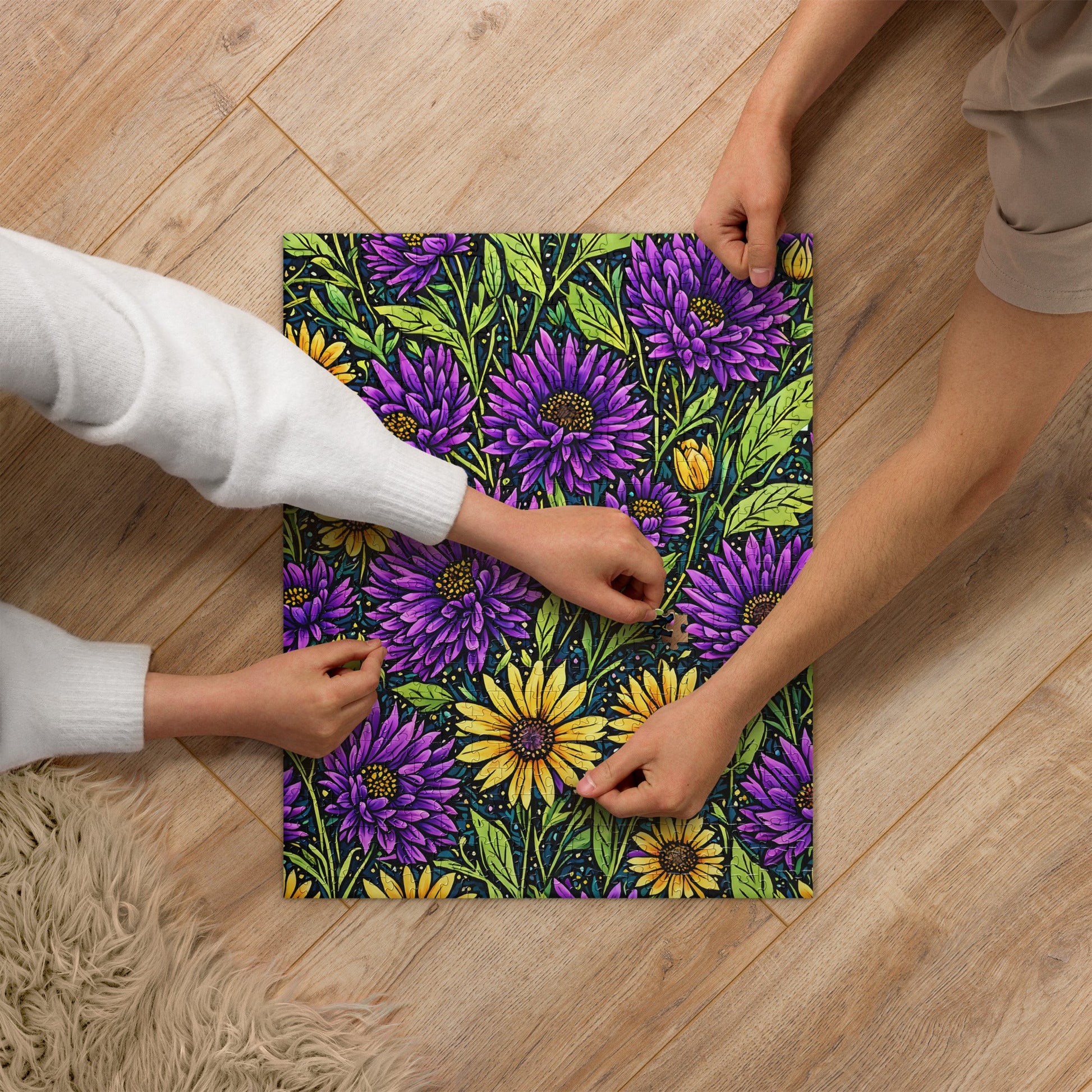 Purple and Yellow Wildflowers Jigsaw Puzzle - Puzzle - Discovery Co.