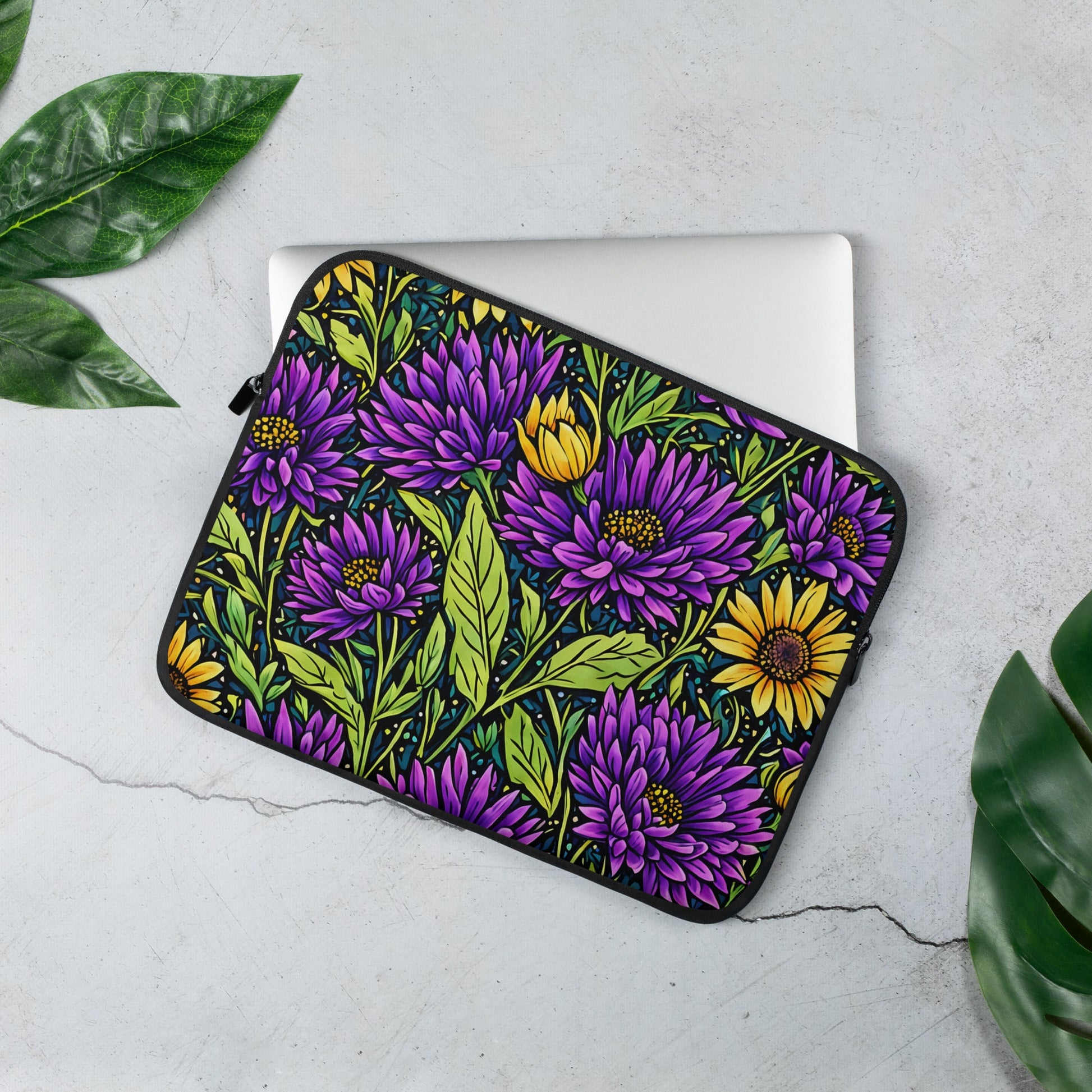 Purple and Yellow Wildflowers Laptop Sleeve - Laptop Cases - Discovery Co.