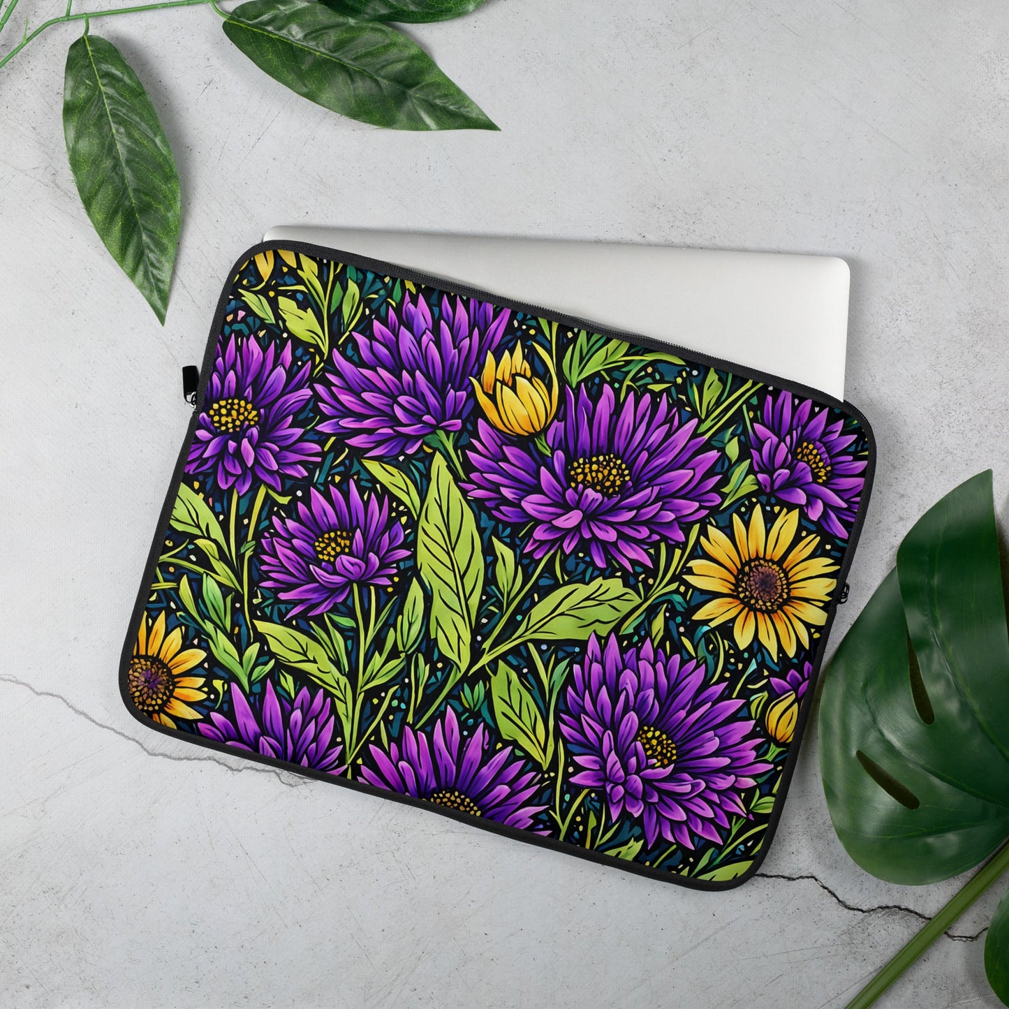 Purple and Yellow Wildflowers Laptop Sleeve - Laptop Cases - Discovery Co.