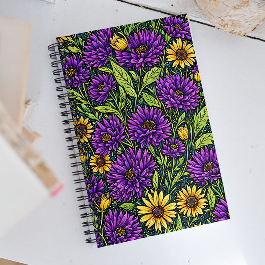 Purple and Yellow Wildflowers Spiral Notebook - Spiral Notebooks - Discovery Co.