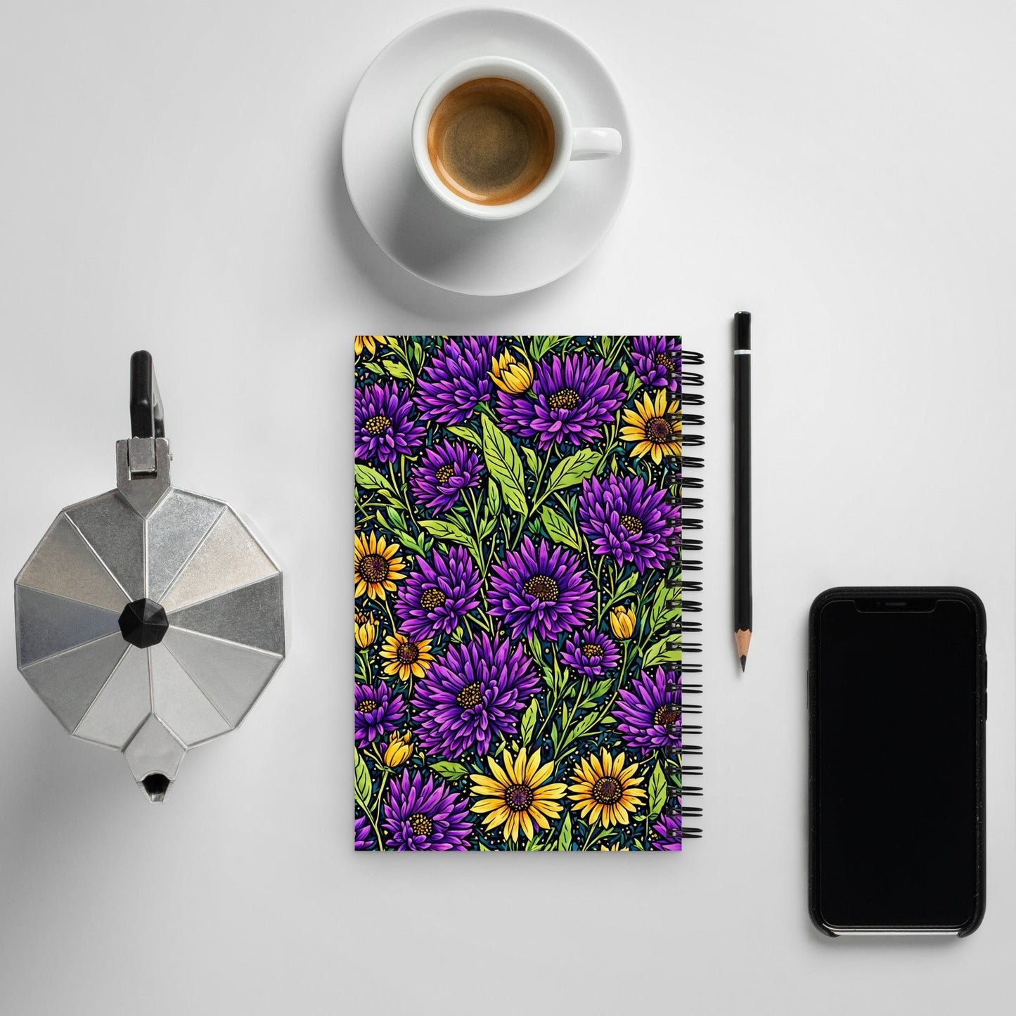 Purple and Yellow Wildflowers Spiral Notebook - Spiral Notebooks - Discovery Co.