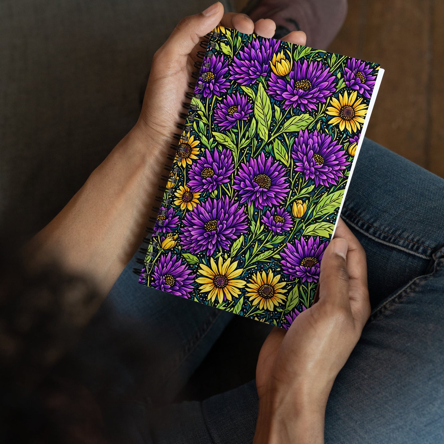 Purple and Yellow Wildflowers Spiral Notebook - Spiral Notebooks - Discovery Co.