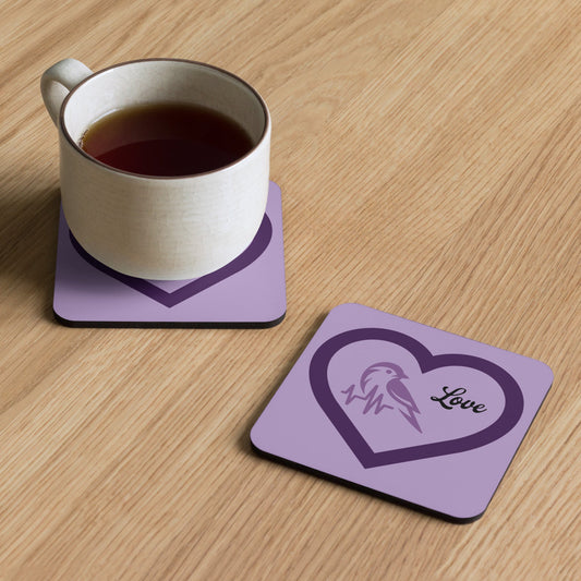 Purple Bird Heartbeat Cork - Back Coaster - Coasters - Discovery Co.