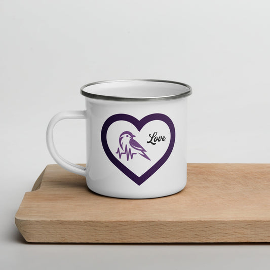 Purple Bird Heartbeat Enamel Mug - Mugs - Discovery Co.