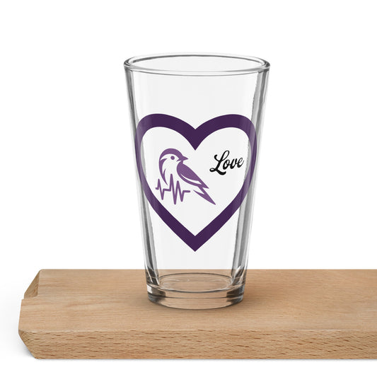Purple Bird Heartbeat Pint Glass - Beer Glass - Discovery Co.