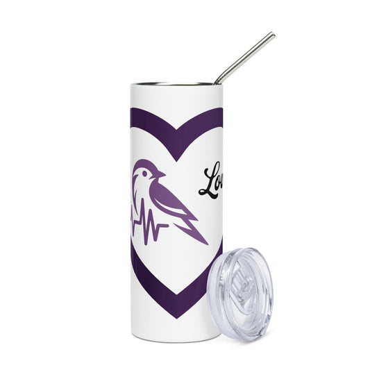 Purple Bird Heartbeat Stainless Steel Tumbler - Steel Tumbler - Discovery Co.