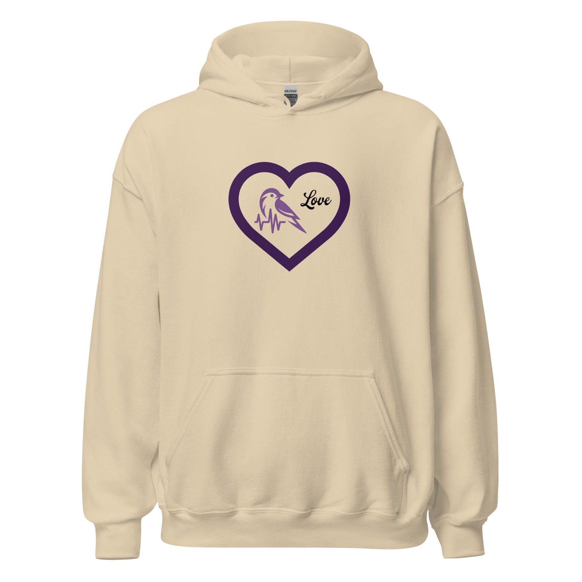 Purple Bird Heartbeat Women's (Unisex) Hoodie - Hoodies - Discovery Co.