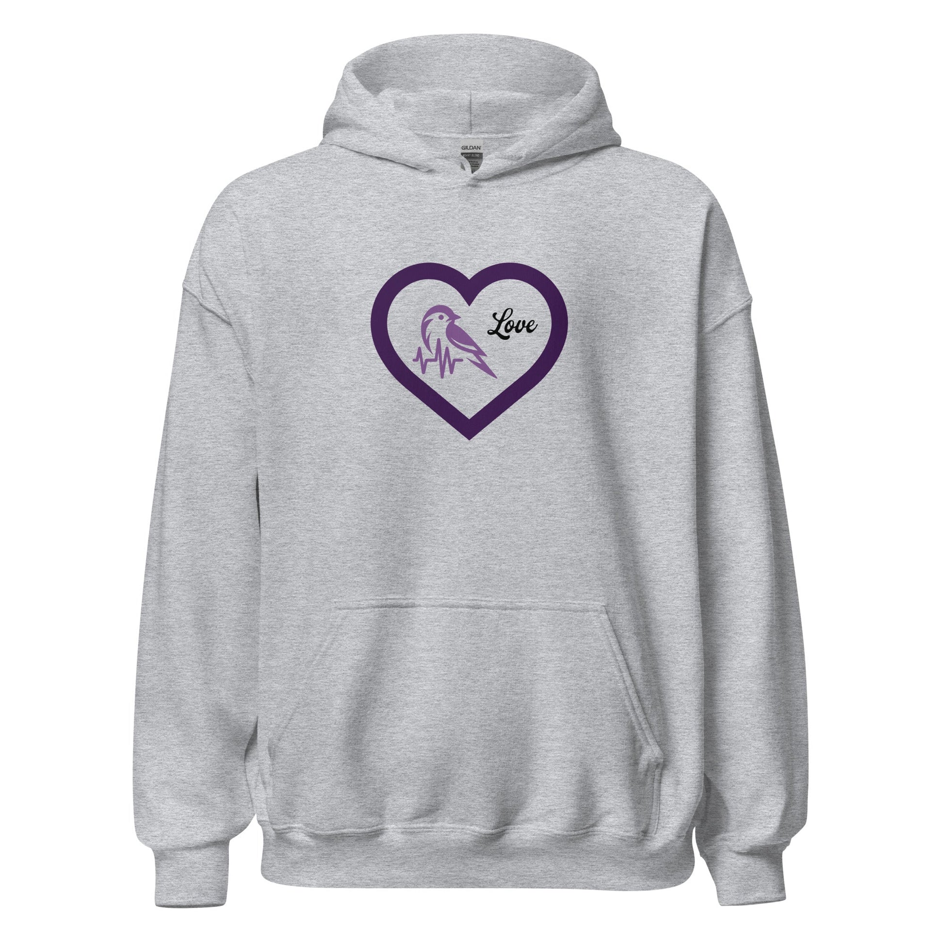 Purple Bird Heartbeat Women's (Unisex) Hoodie - Hoodies - Discovery Co.