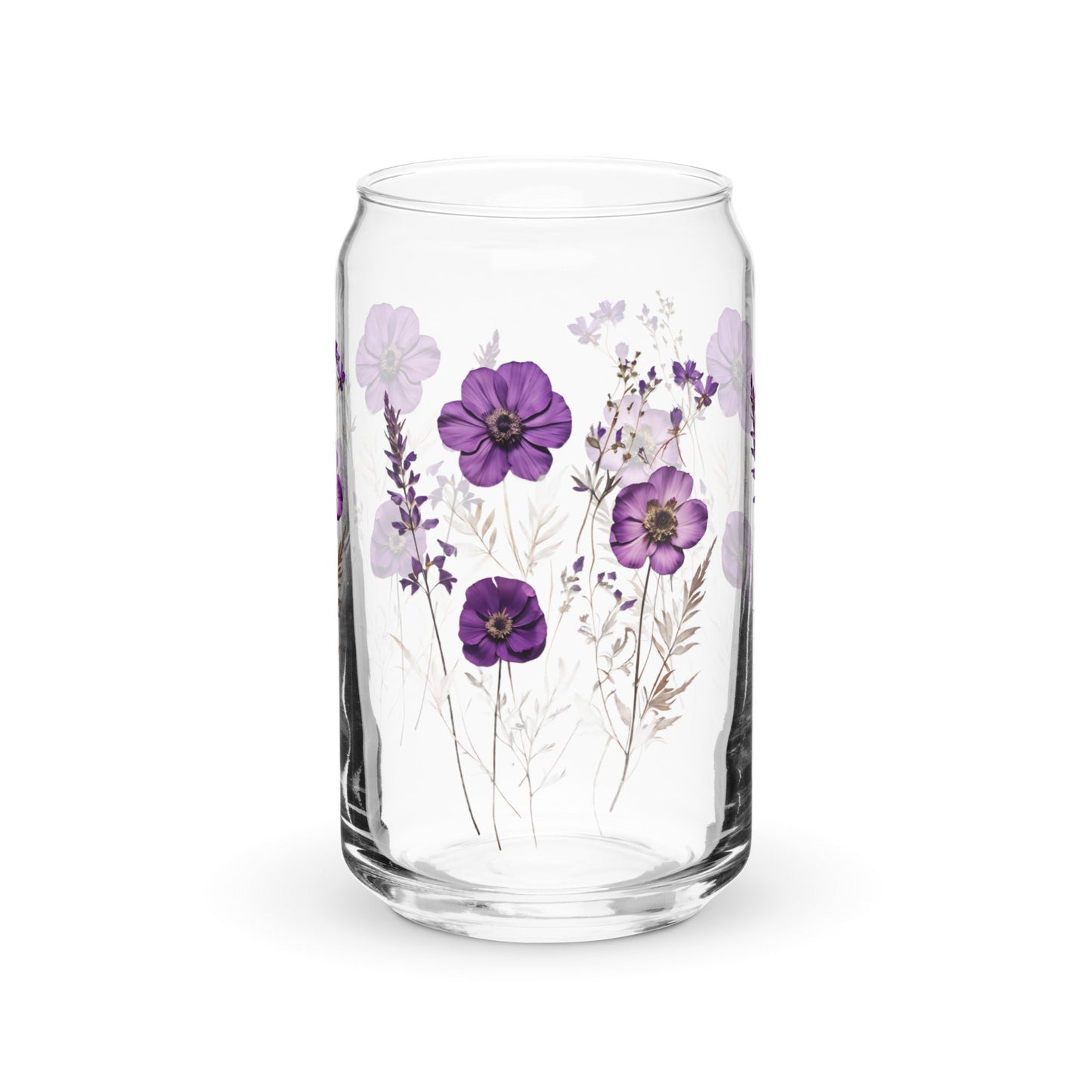 Purple Flowers Can-shaped Glass - Can-Shaped Glass - Discovery Co.