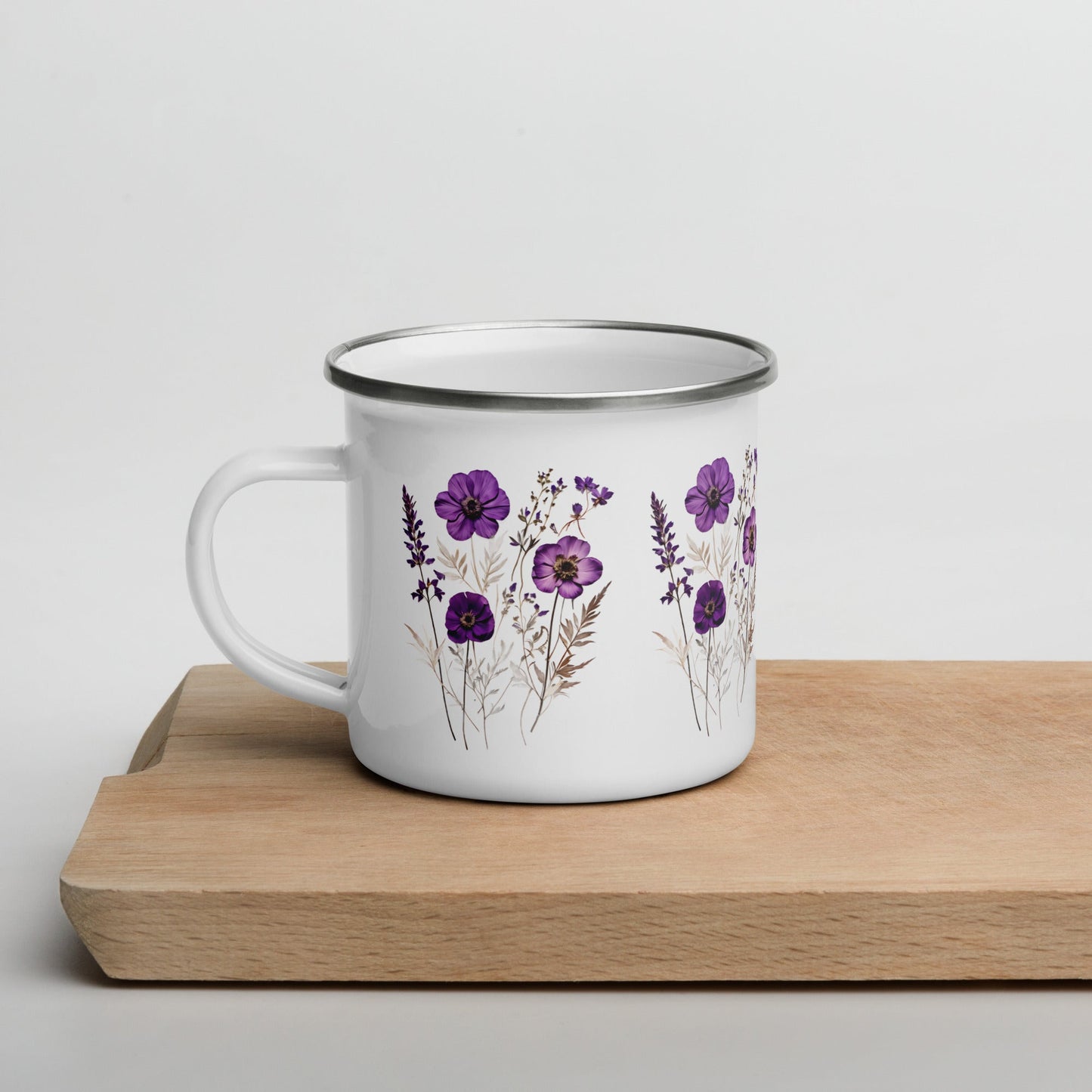 Purple Flowers Enamel Mug (12 oz) - Mugs - Discovery Co.